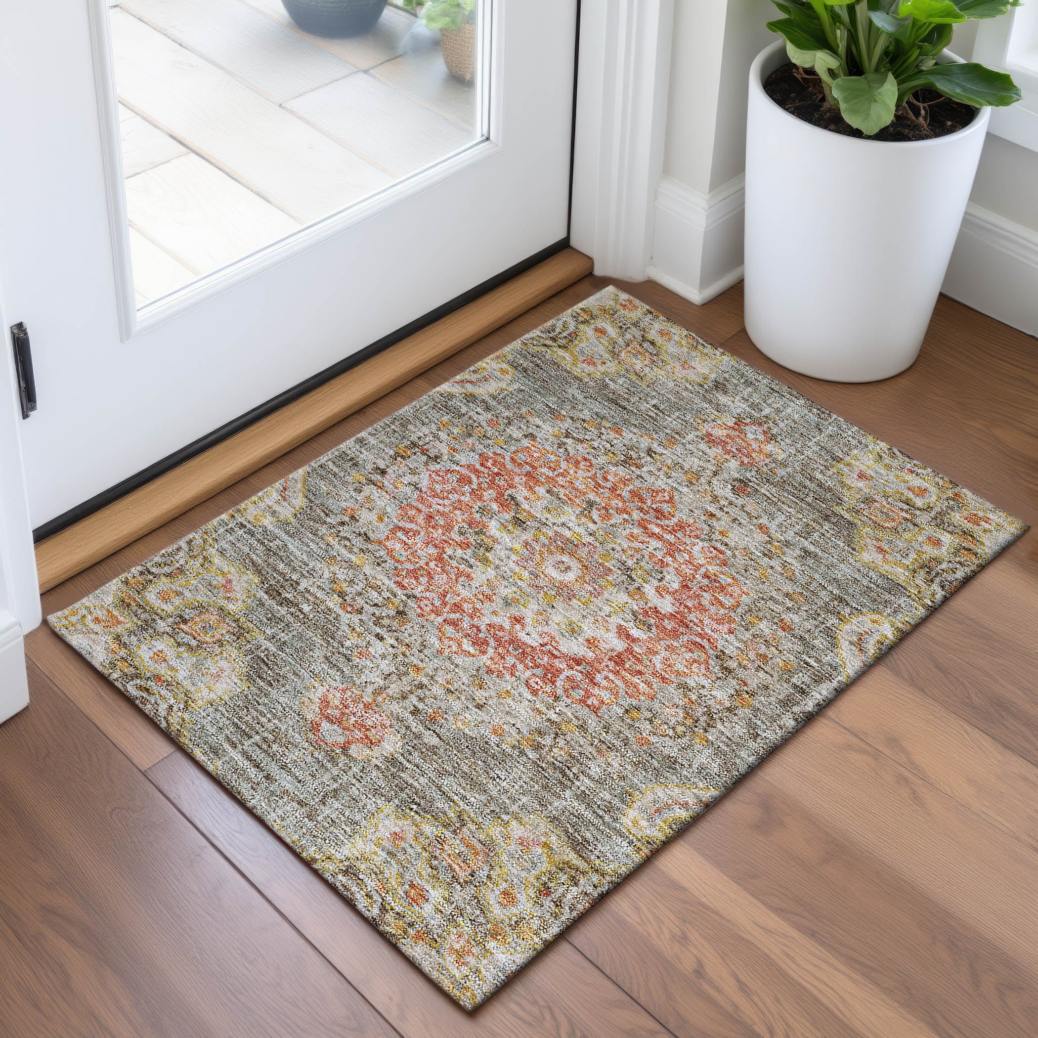 Sarajevo Machine Washable Traditional Brown Rug 1'8" x 2'6" #shape_Rectangle