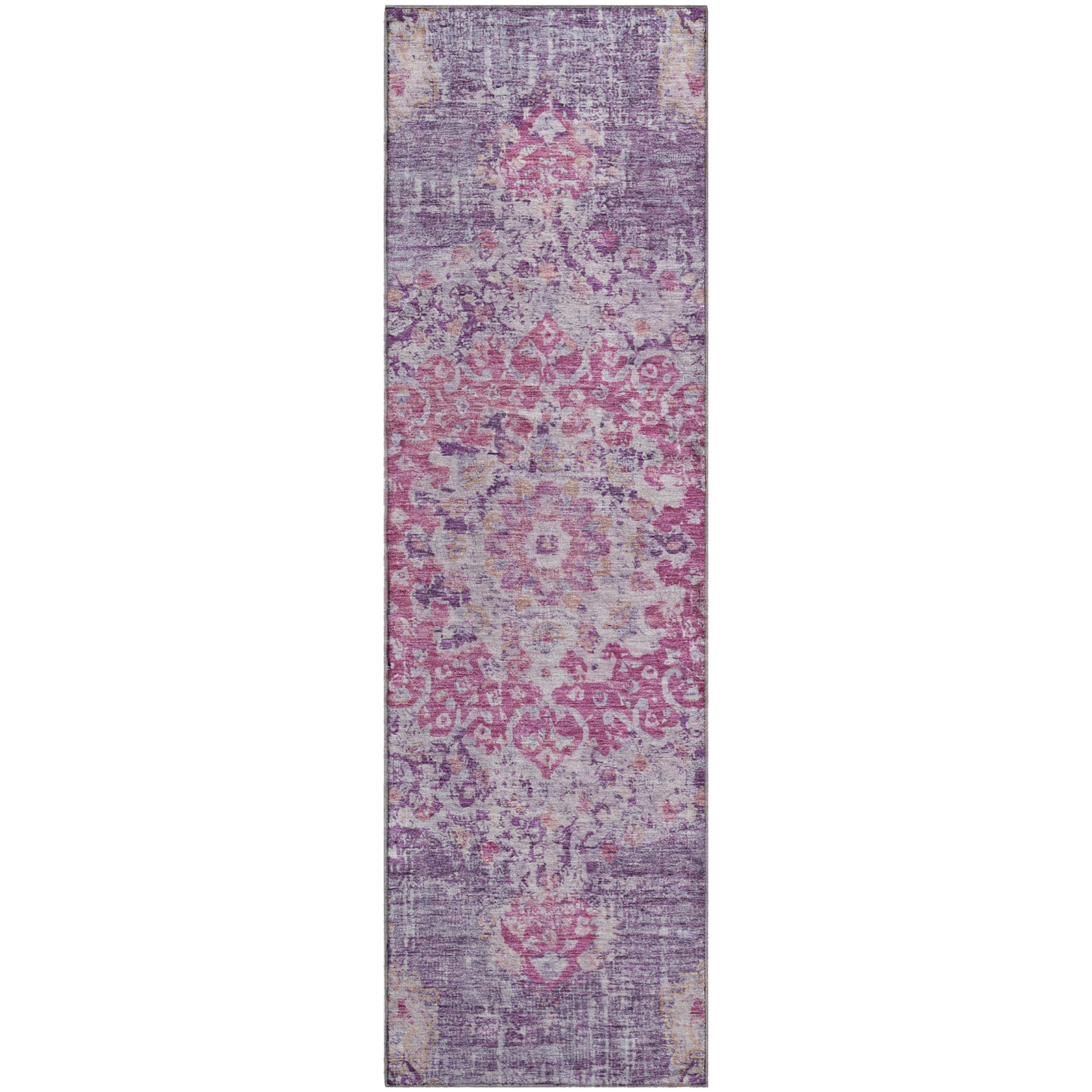 Sarajevo Machine Washable Traditional Purple Rug 2'3" x 7'6" #shape_Runner