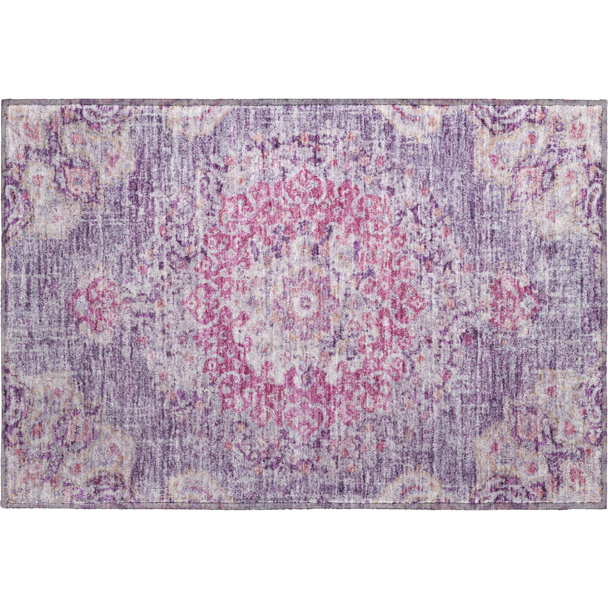 Sarajevo Machine Washable Traditional Purple Rug 1'8" x 2'6" #shape_Rectangle