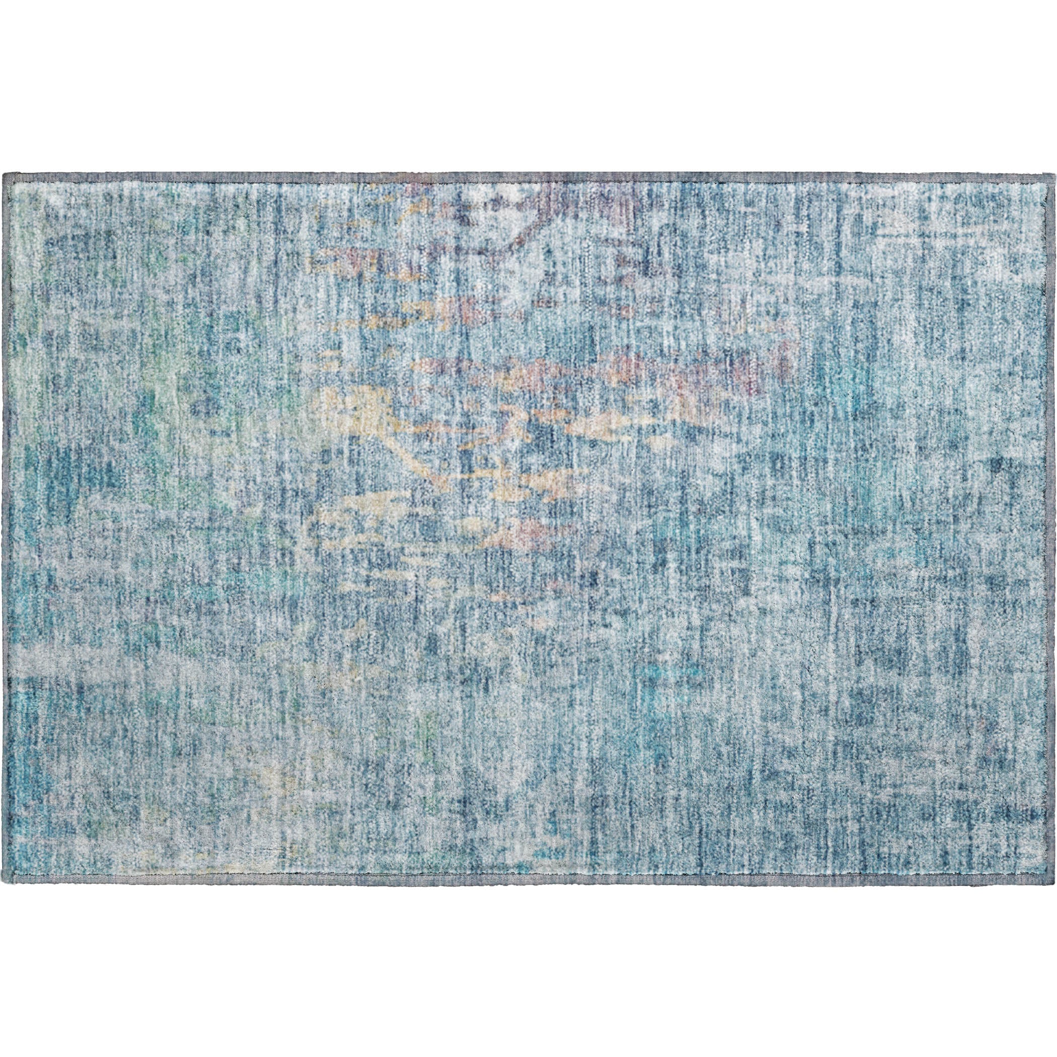 Prague Machine Washable Transitional Blue Rug 1'8" x 2'6" #shape_Rectangle