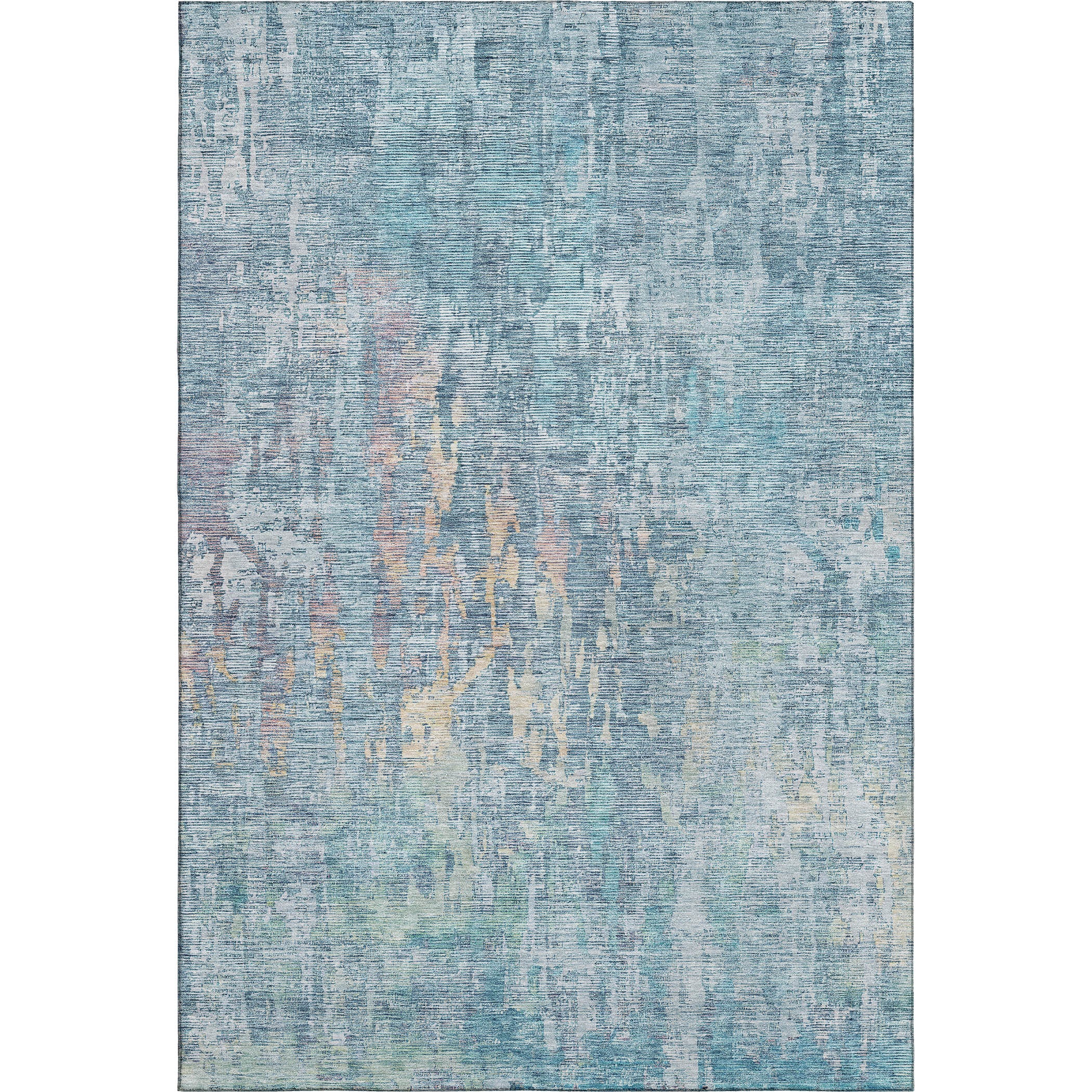 Prague Machine Washable Transitional Blue Rug 2'6" x 3'10" #shape_Rectangle