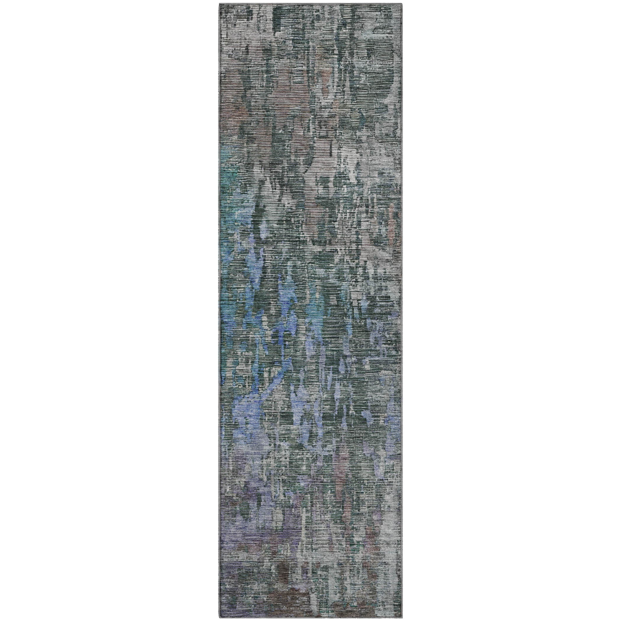 Prague Machine Washable Transitional Fern Green Rug 2'3" x 7'6" #shape_Runner