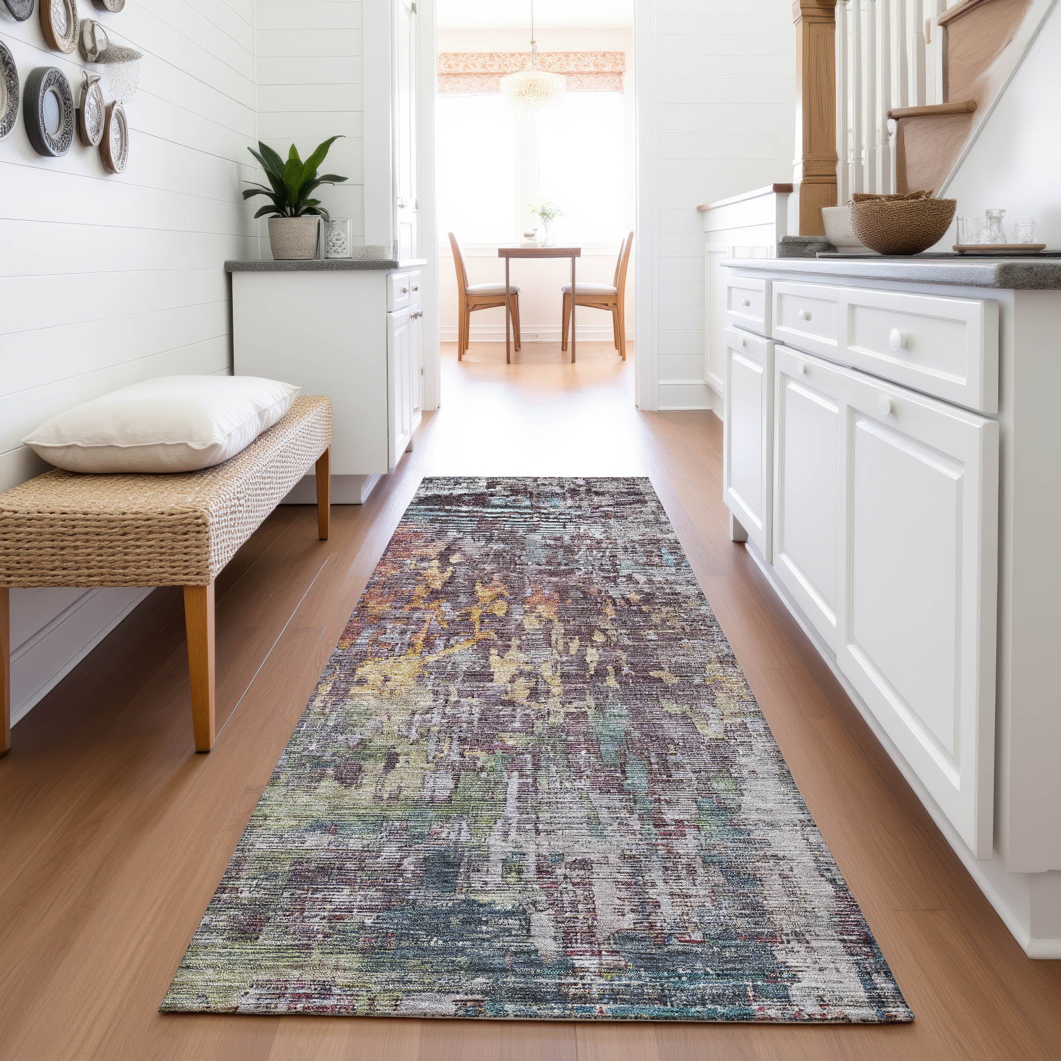 Prague Machine Washable Transitional Pewter Gray Rug 2'3" x 7'6" #shape_Runner