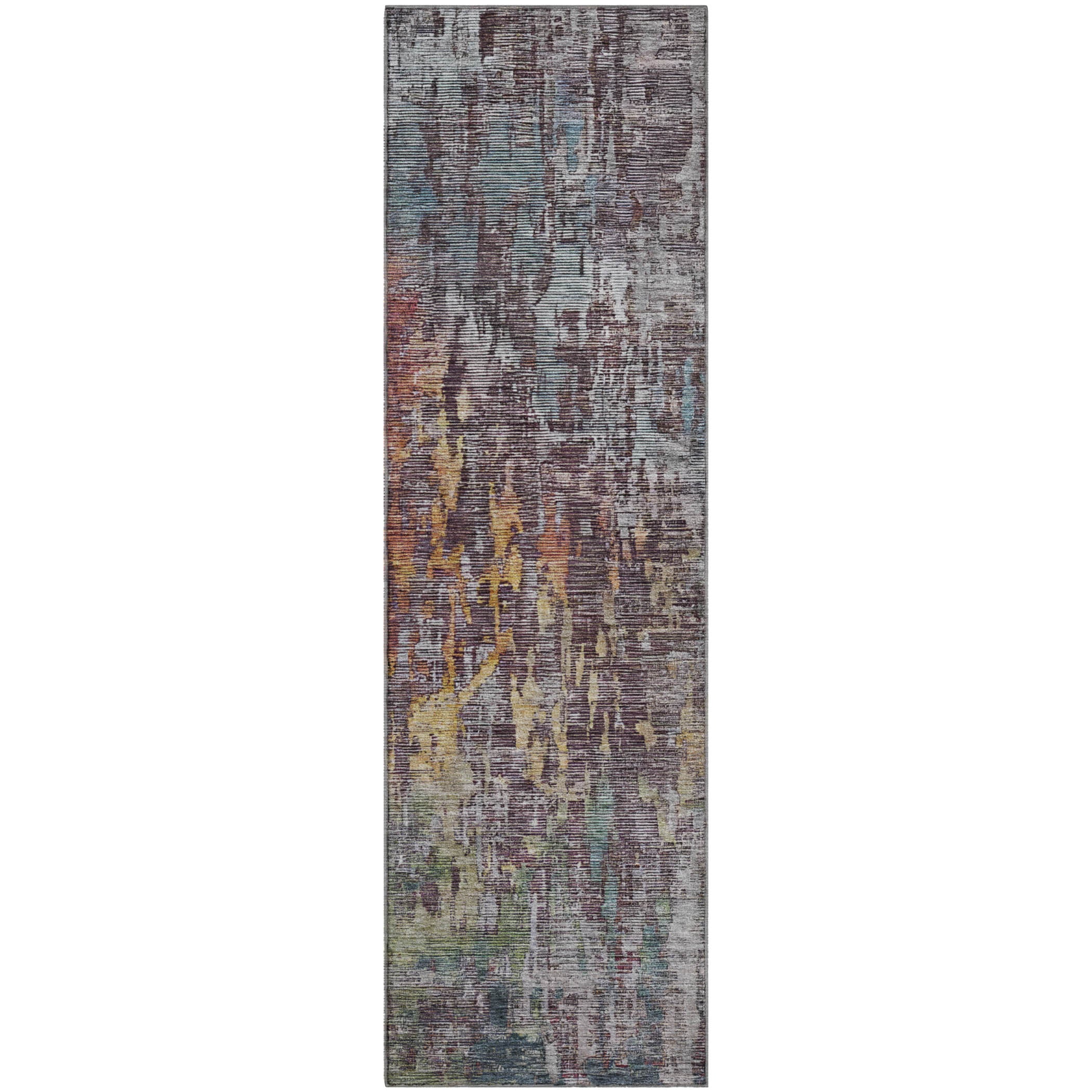 Prague Machine Washable Transitional Pewter Gray Rug 2'3" x 7'6" #shape_Runner