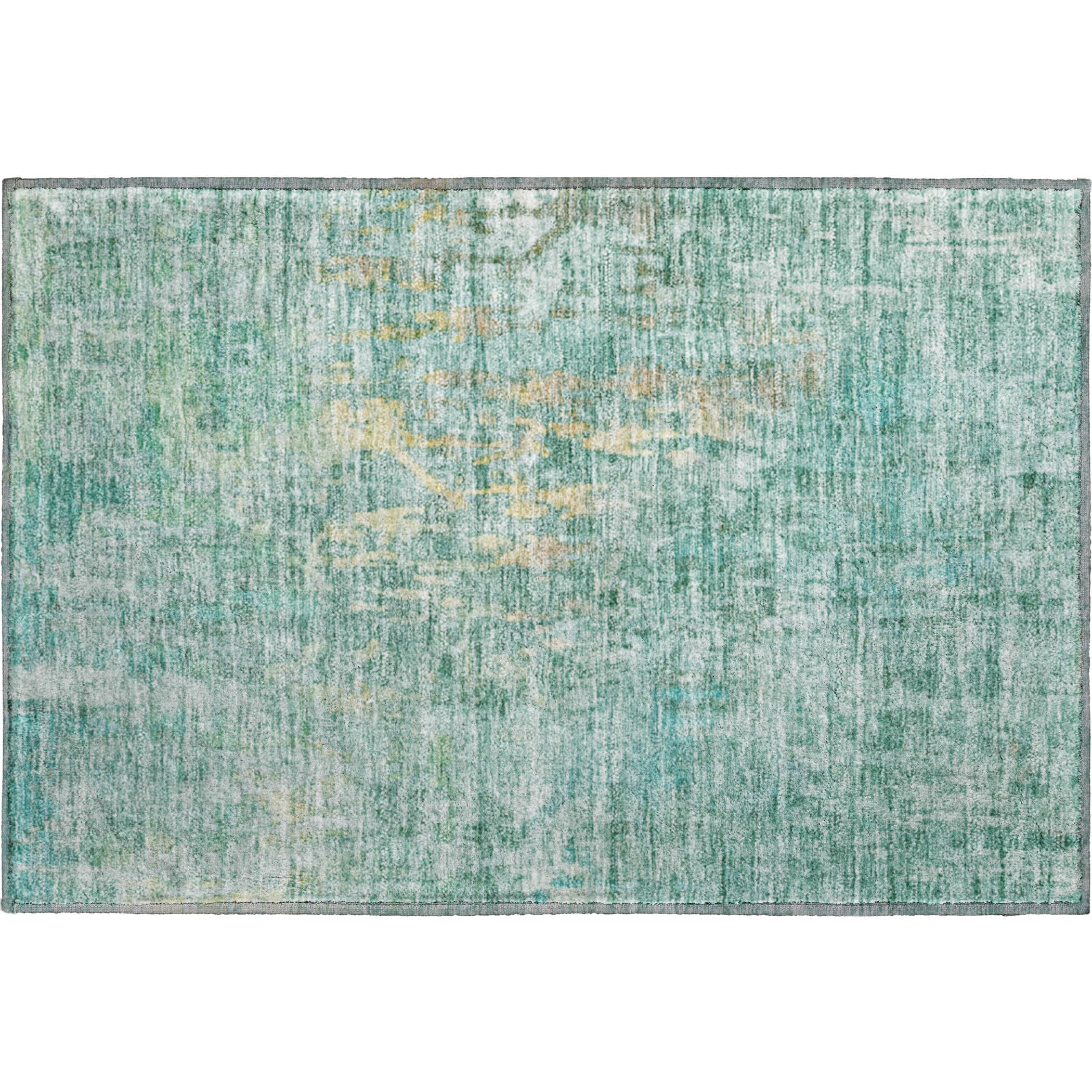 Prague Machine Washable Transitional Teal Rug 1'8" x 2'6" #shape_Rectangle
