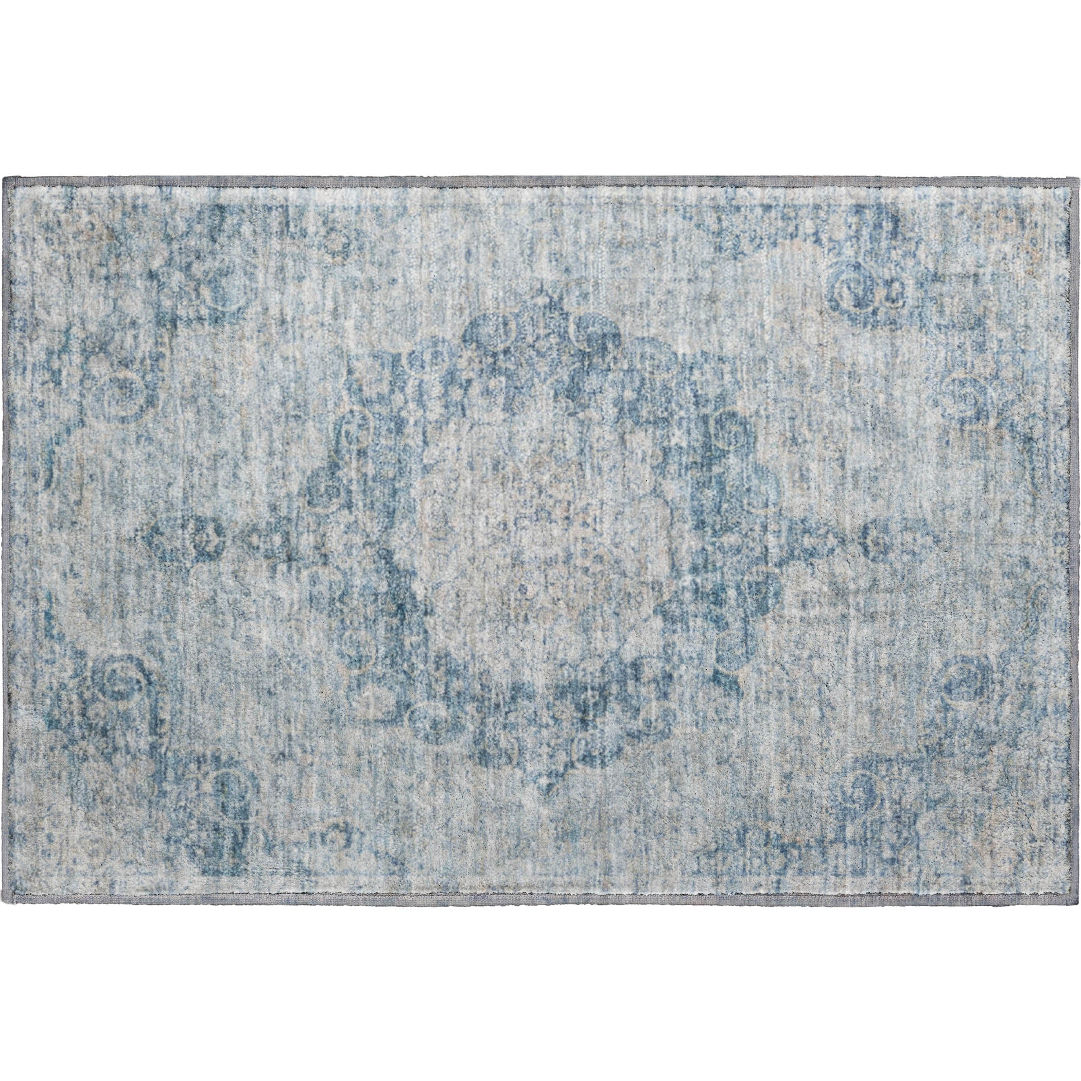 Baku Machine Washable Traditional Blue Rug 1'8" x 2'6" #shape_Rectangle