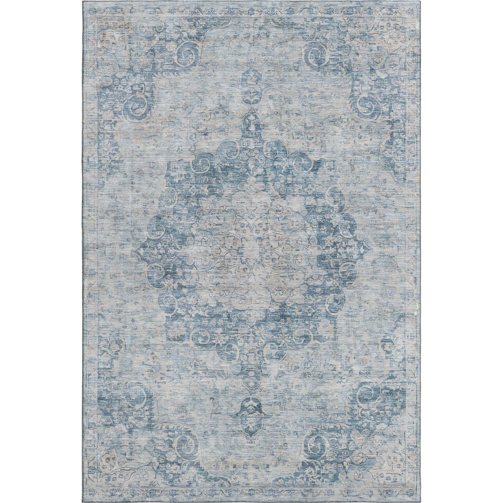 Baku Machine Washable Traditional Blue Rug 2'6" x 3'10" #shape_Rectangle