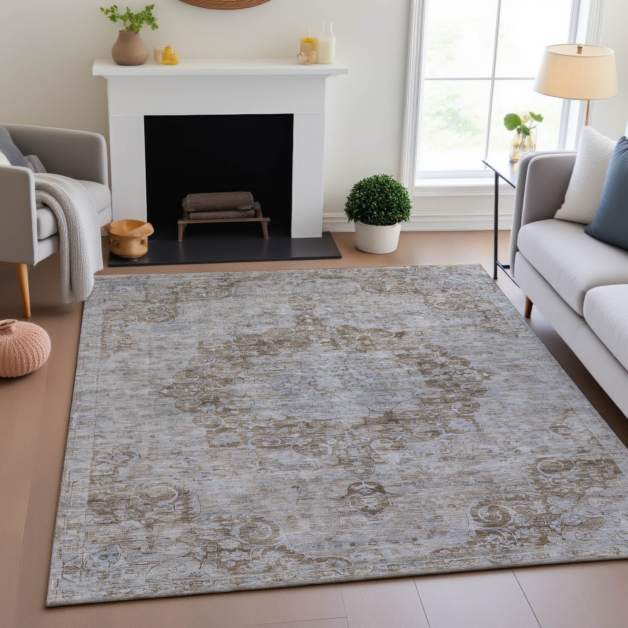 Baku Machine Washable Traditional Chocolate Brown Rug 2'6" x 3'10" #shape_Rectangle