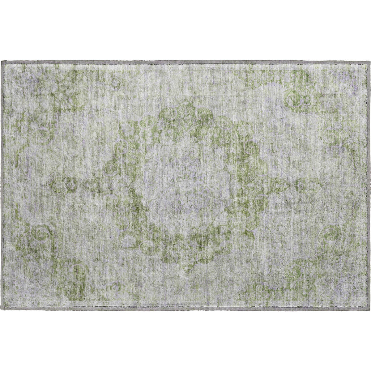 Baku Machine Washable Traditional Olive Green Rug