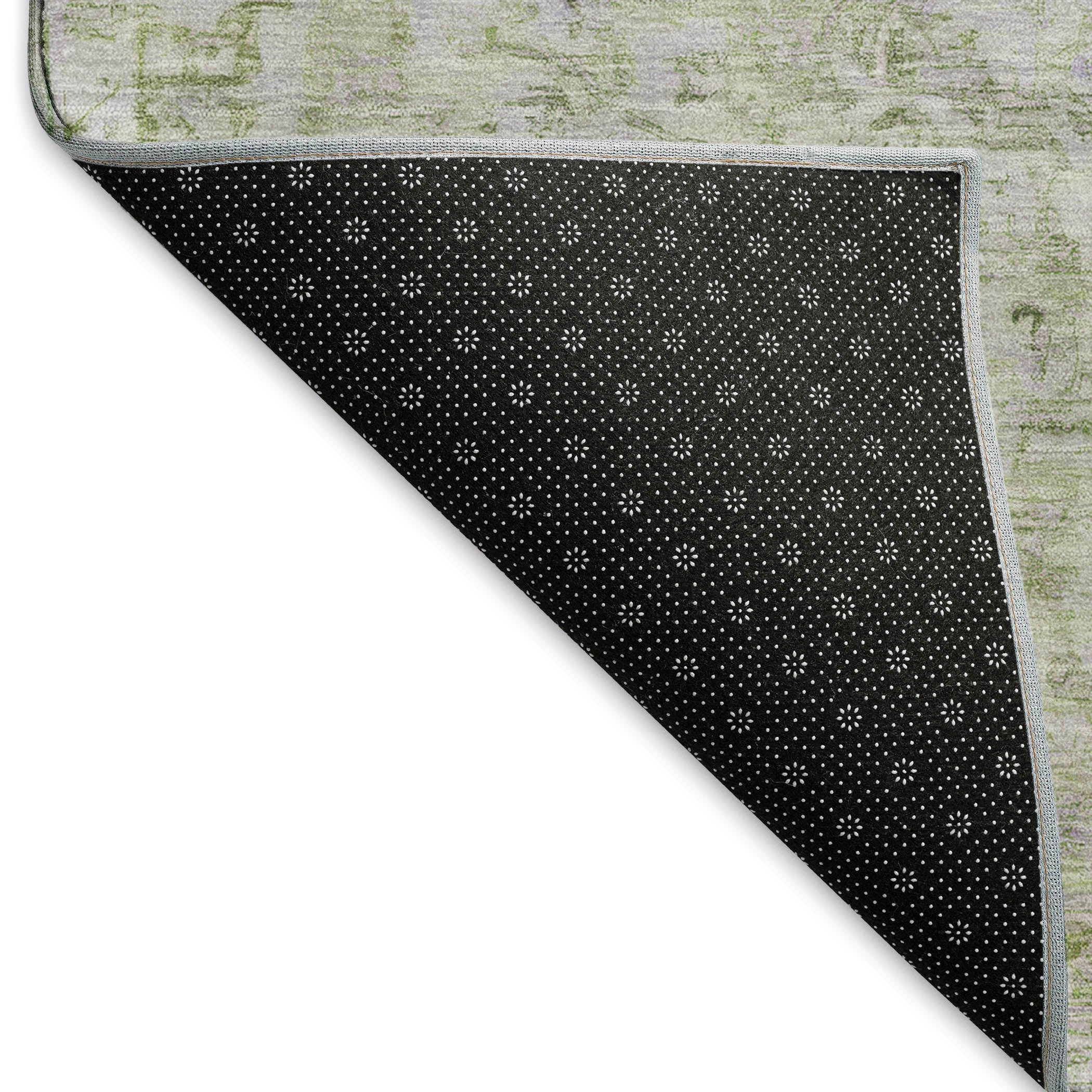 Baku Machine Washable Traditional Olive Green Rug 1'8" x 2'6" #shape_Rectangle