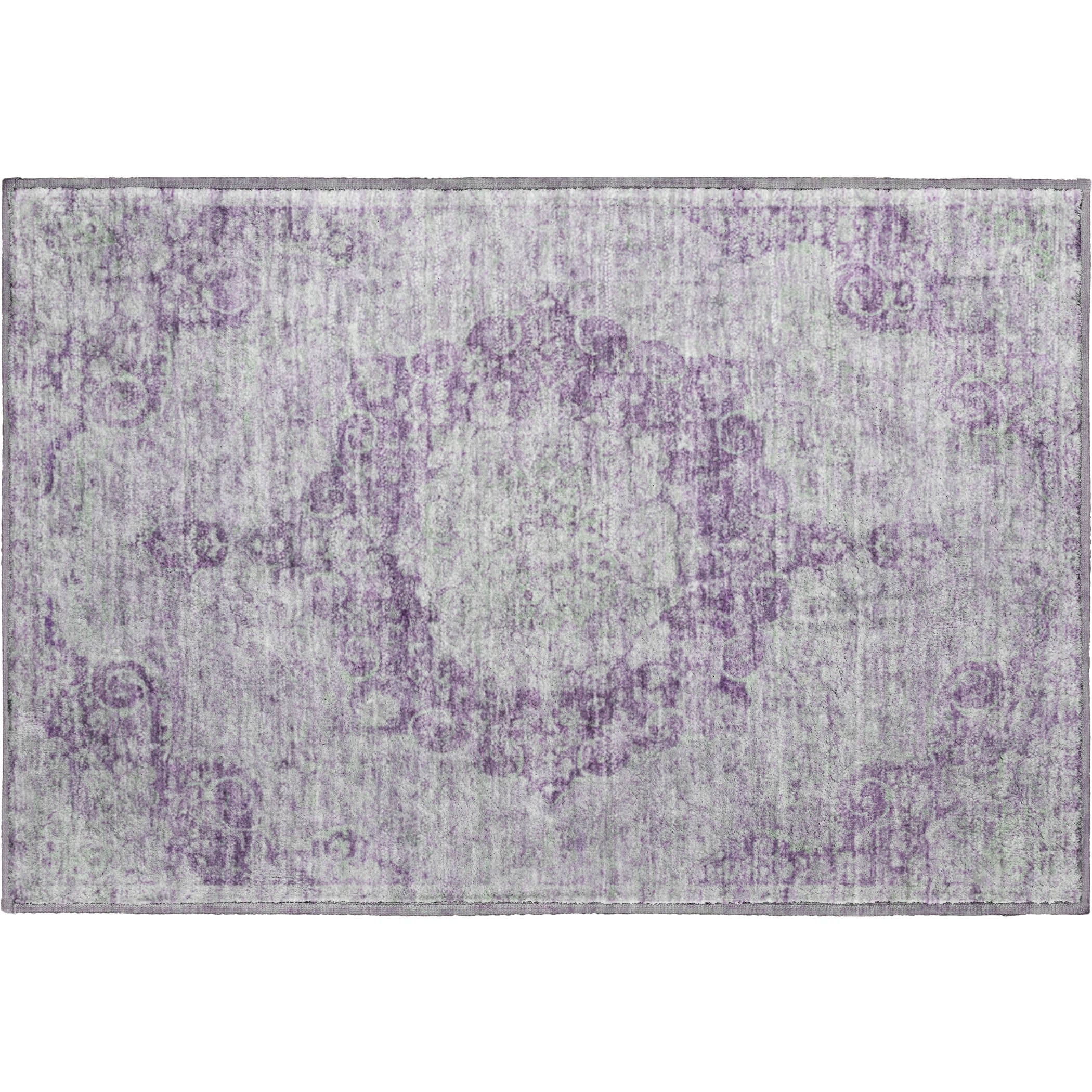 Baku Machine Washable Traditional Purple Rug 1'8" x 2'6" #shape_Rectangle