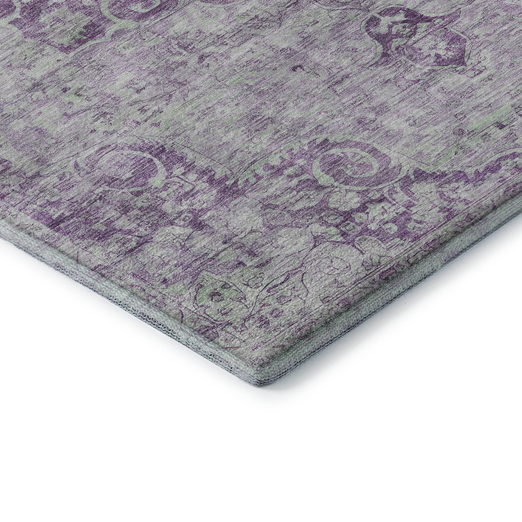 Baku Machine Washable Traditional Purple Rug 1'8" x 2'6" #shape_Rectangle
