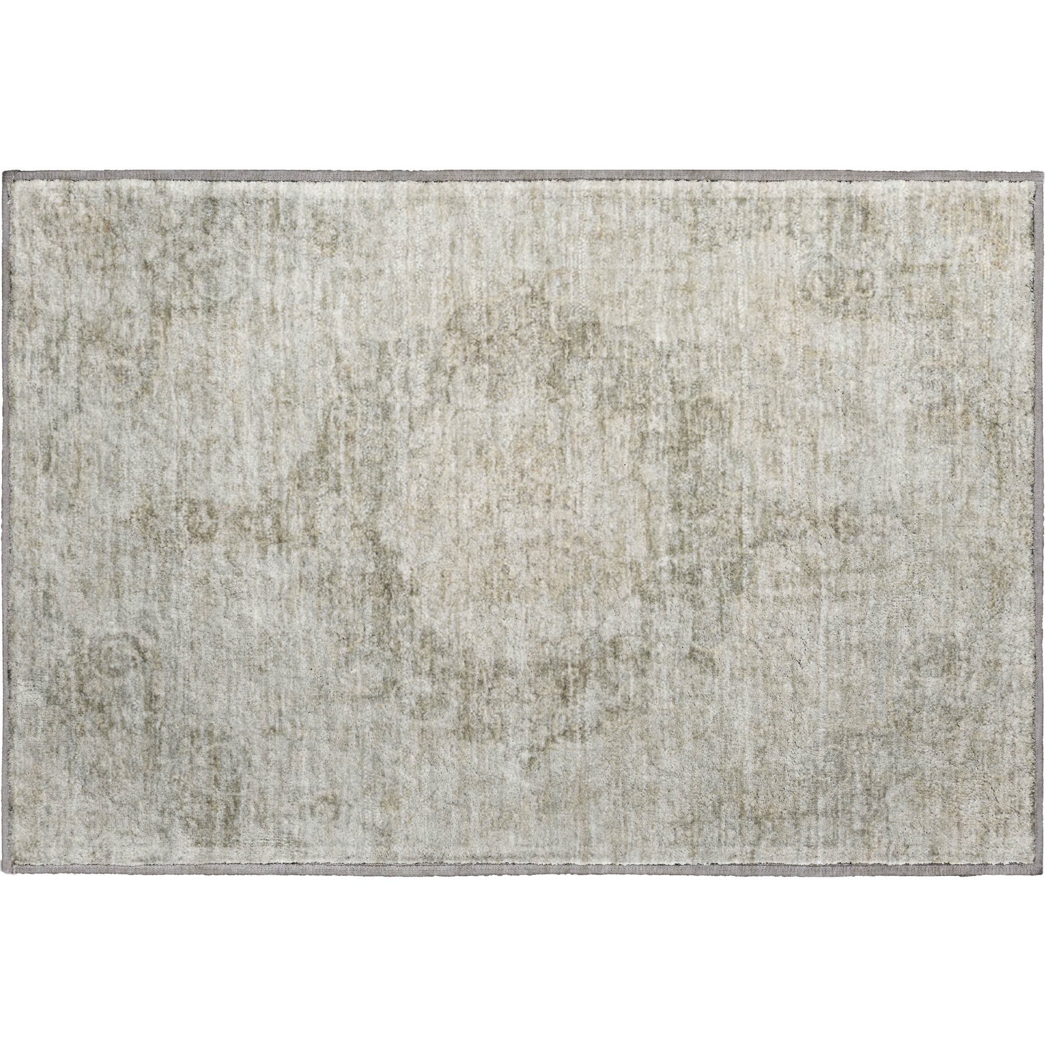 Baku Machine Washable Traditional Putty Ivory Rug 1'8" x 2'6" #shape_Rectangle