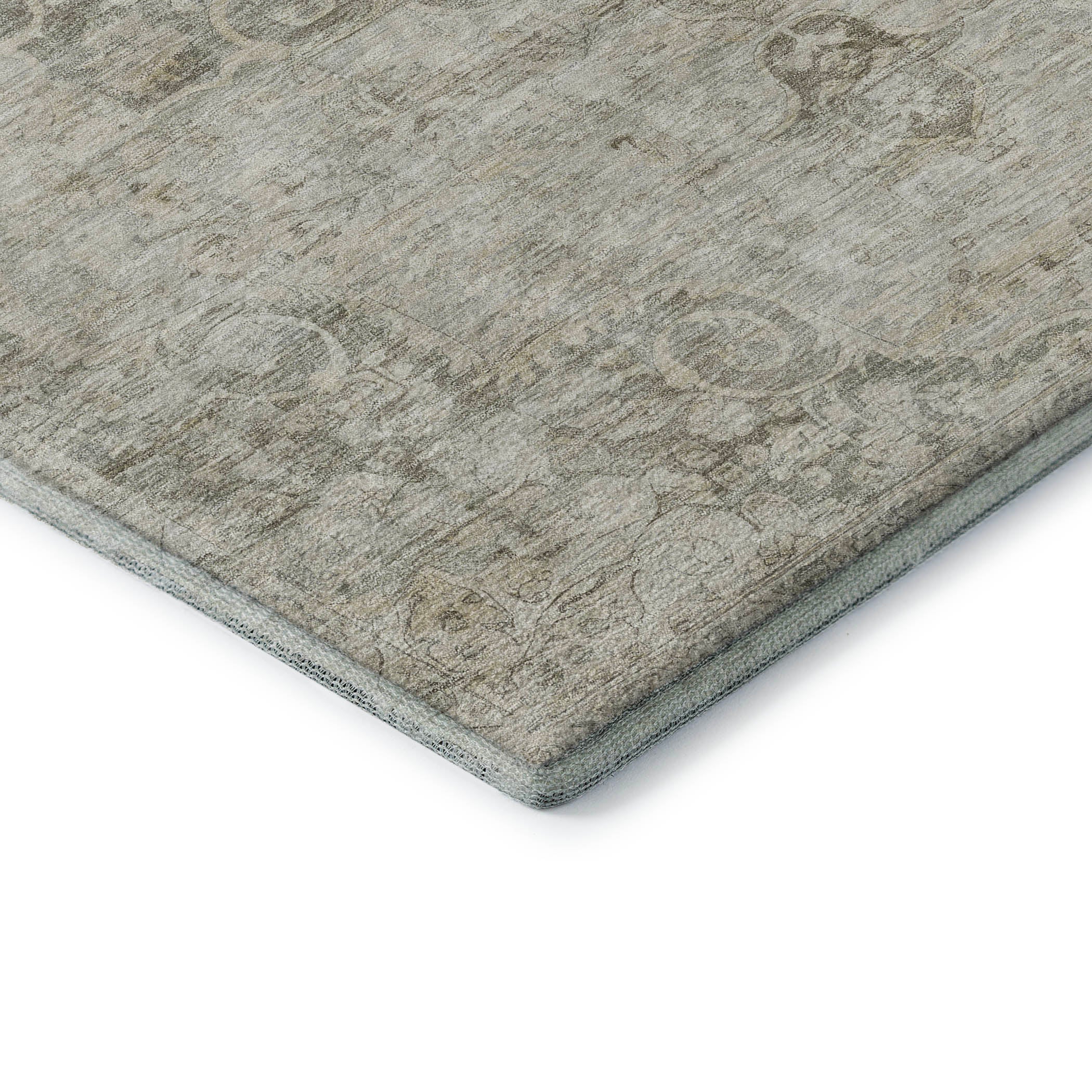 Baku Machine Washable Traditional Putty Ivory Rug 1'8" x 2'6" #shape_Rectangle
