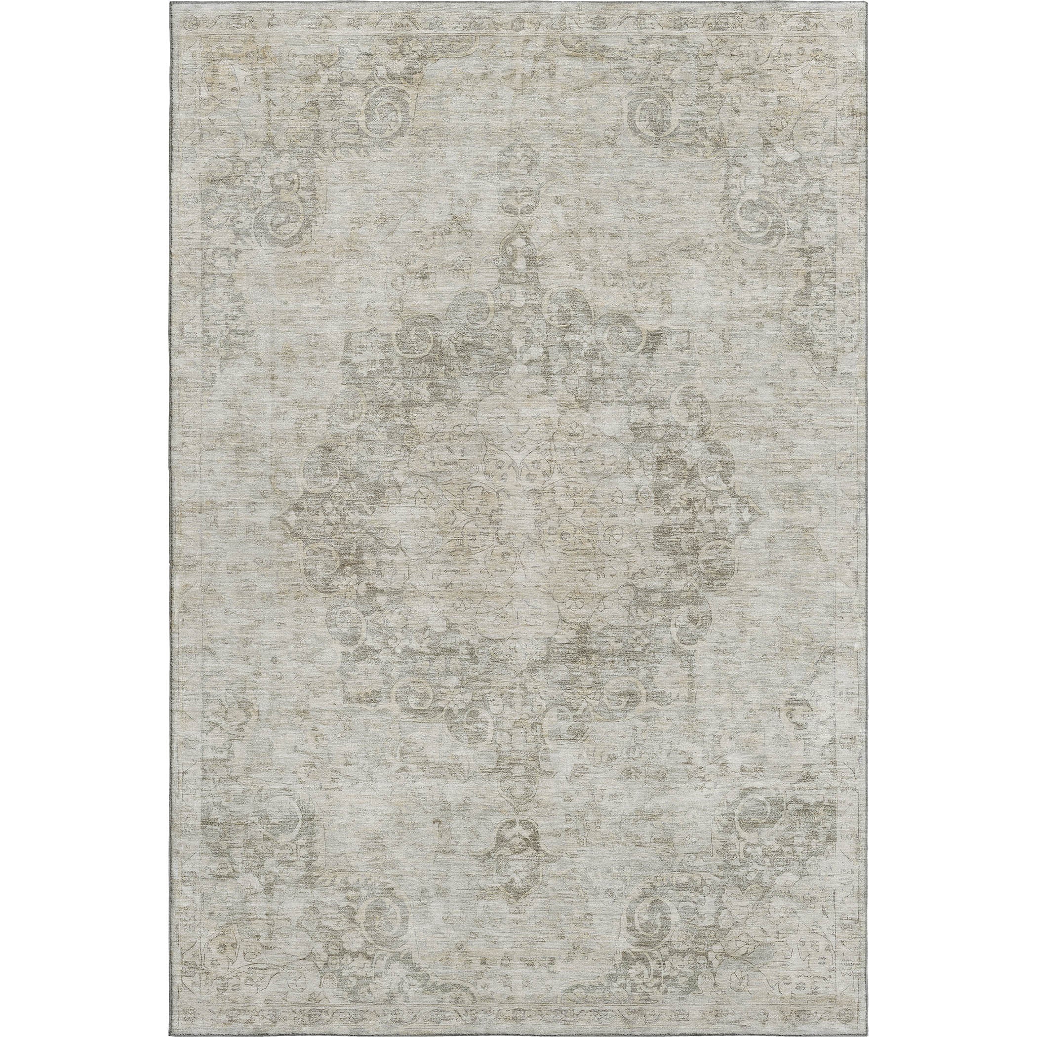 Baku Machine Washable Traditional Putty Ivory Rug 2'6" x 3'10" #shape_Rectangle