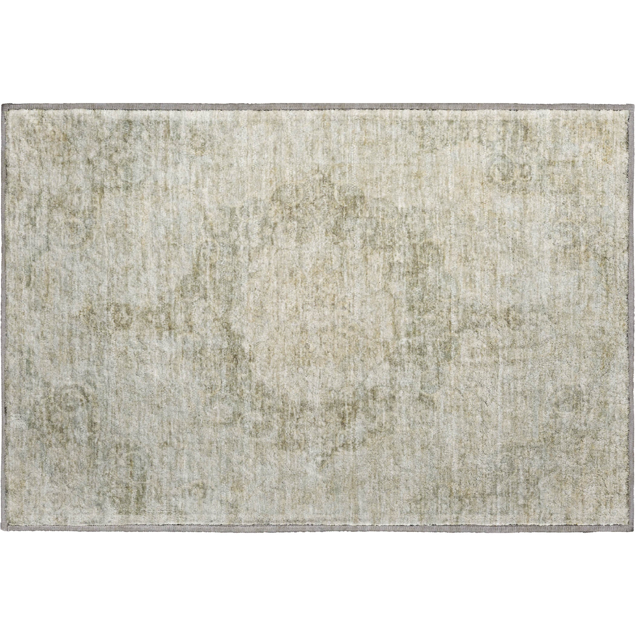 Baku Machine Washable Traditional Sage Green Rug 1'8" x 2'6" #shape_Rectangle