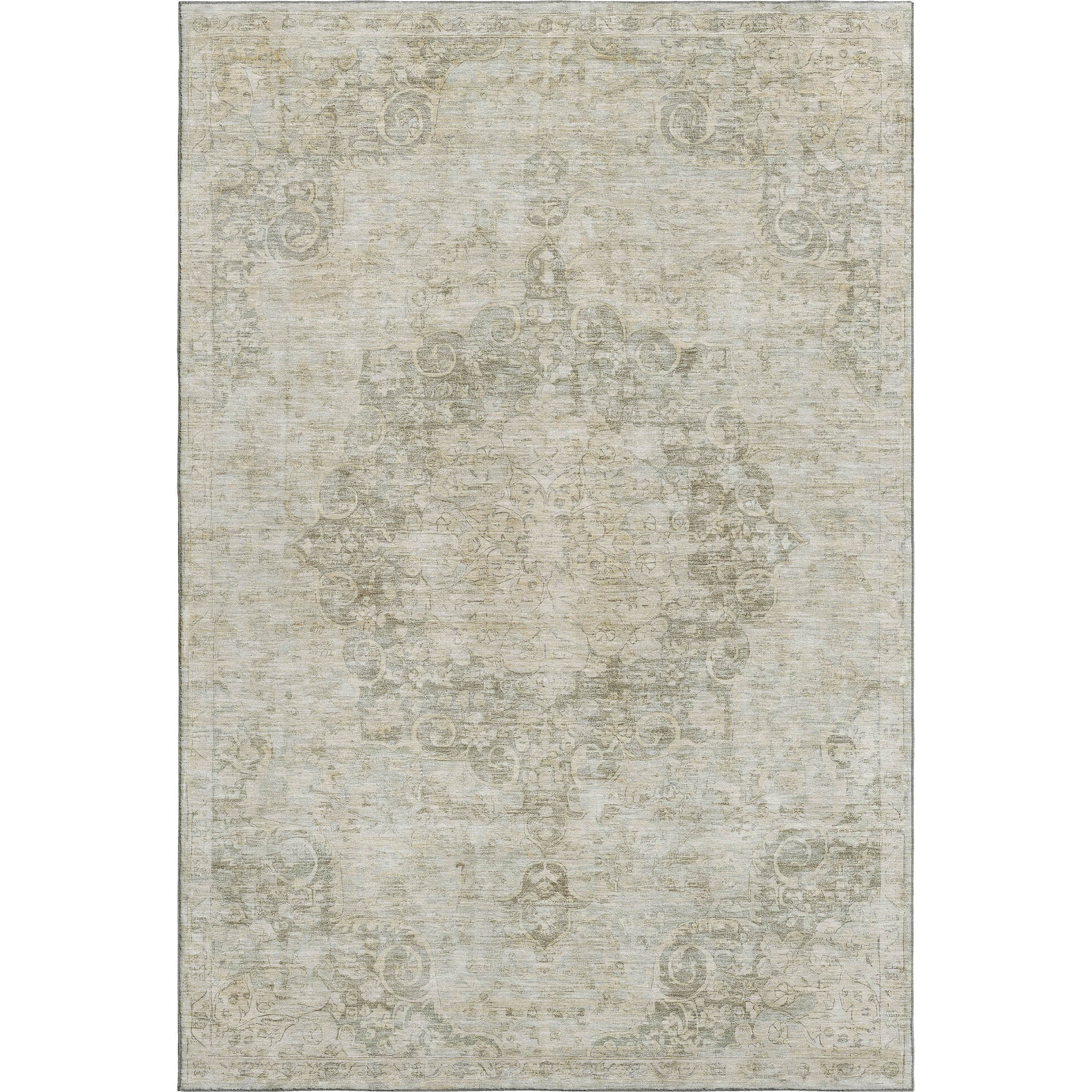 Baku Machine Washable Traditional Sage Green Rug 2'6" x 3'10" #shape_Rectangle