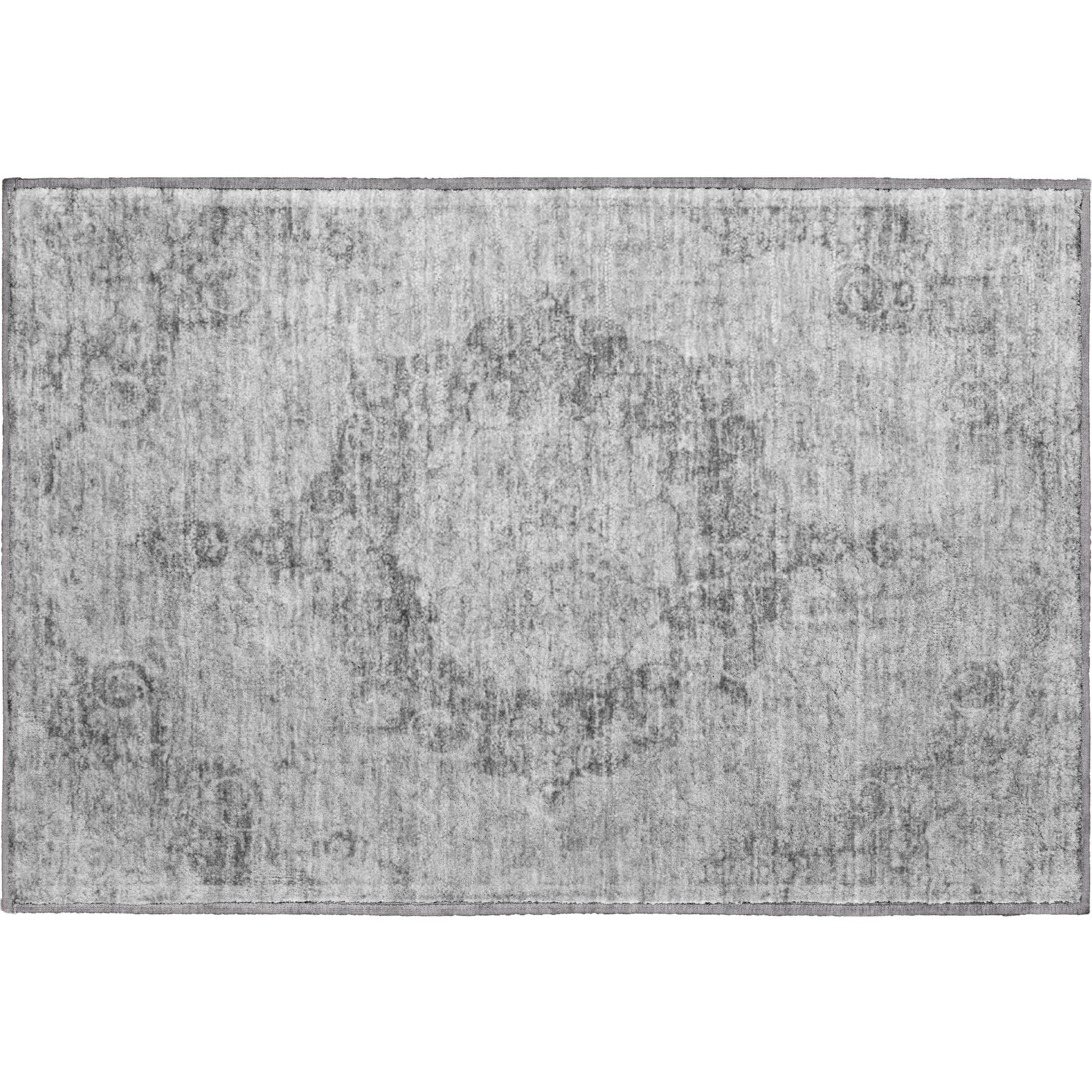 Baku Machine Washable Traditional Silver Gray Rug 1'8" x 2'6" #shape_Rectangle