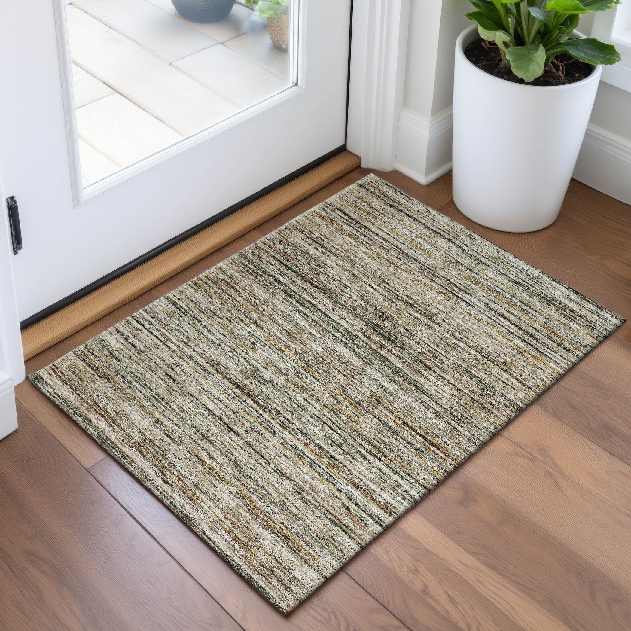 Oslo Machine Washable Transitional Beige Brown Rug 1'8" x 2'6" #shape_Rectangle
