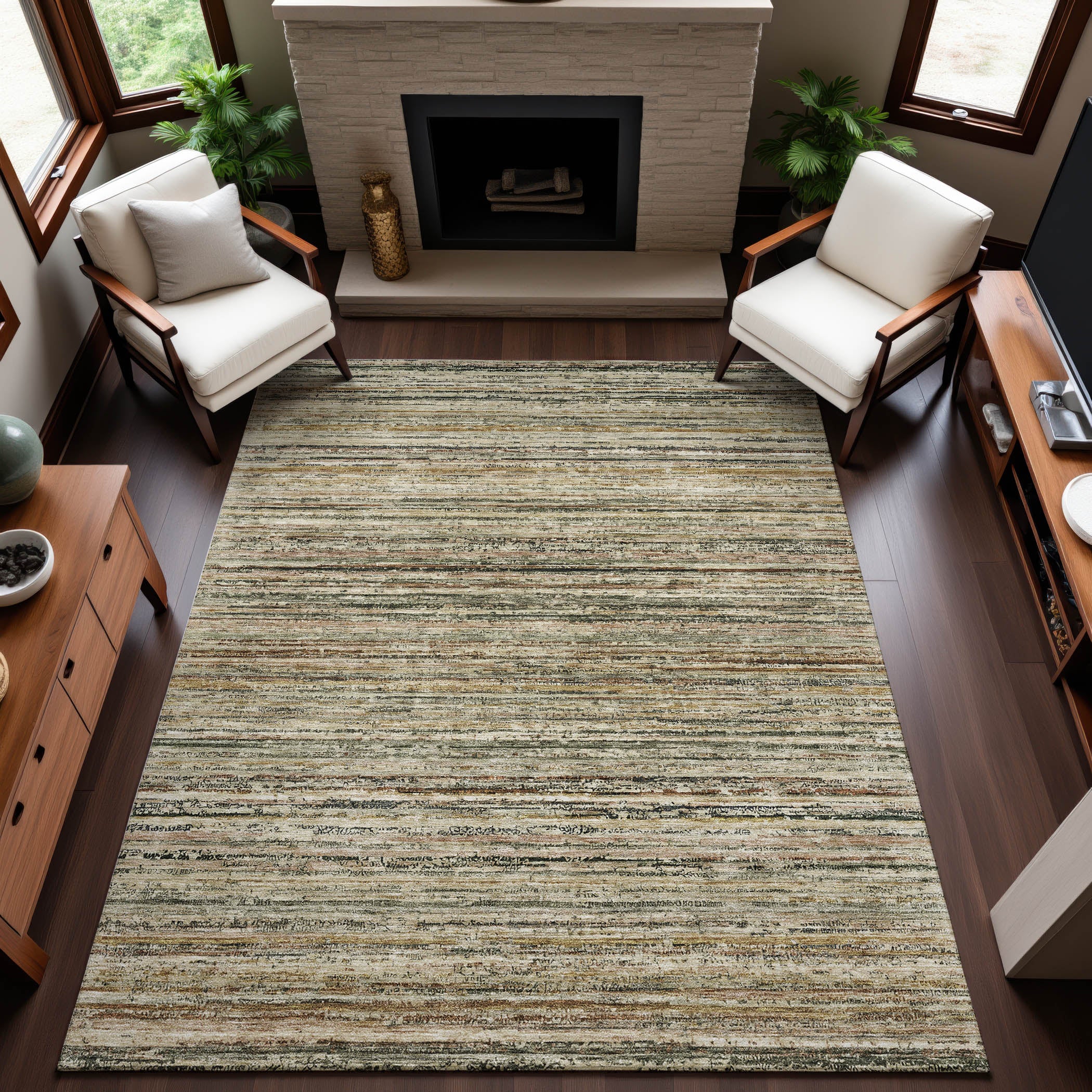 Oslo Machine Washable Transitional Beige Brown Rug 2'6" x 3'10" #shape_Rectangle