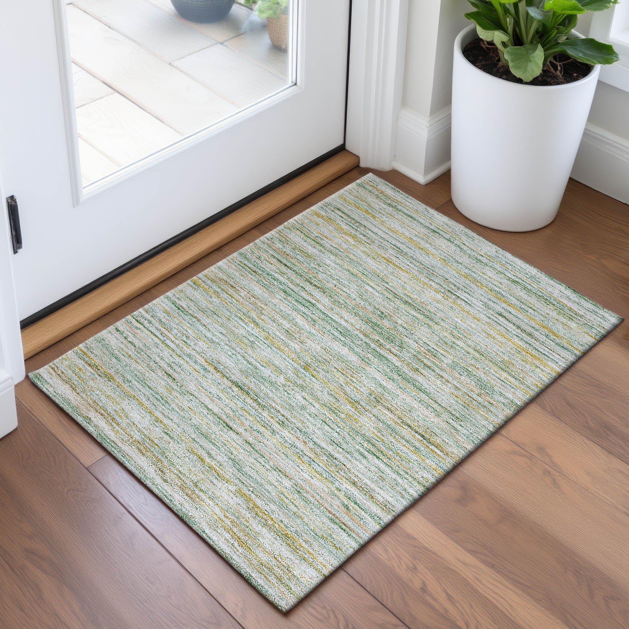 Oslo Machine Washable Transitional Mint Green Rug 1'8" x 2'6" #shape_Rectangle