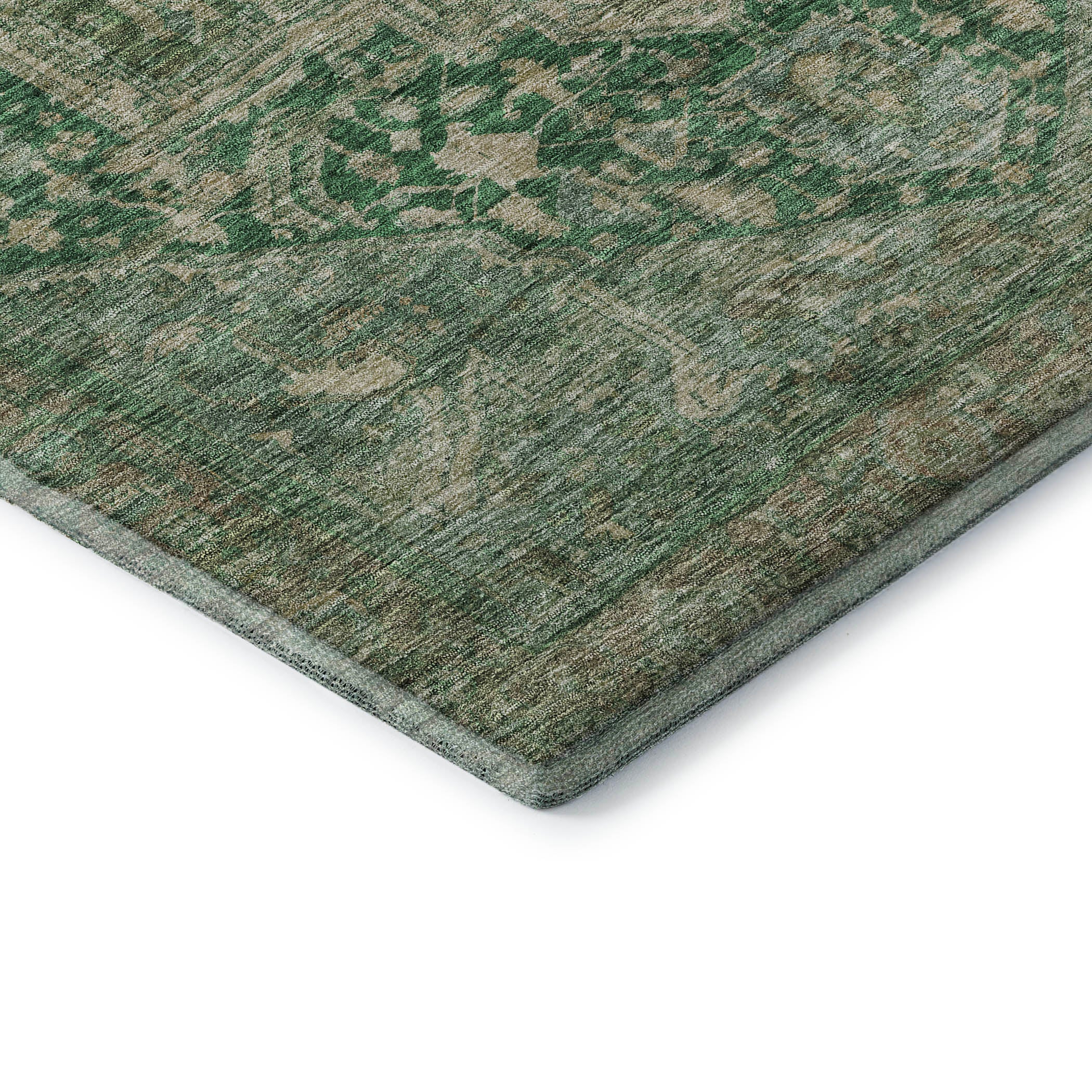 Reykjavik Machine Washable Traditional Emerald Green Rug 1'8" x 2'6" #shape_Rectangle