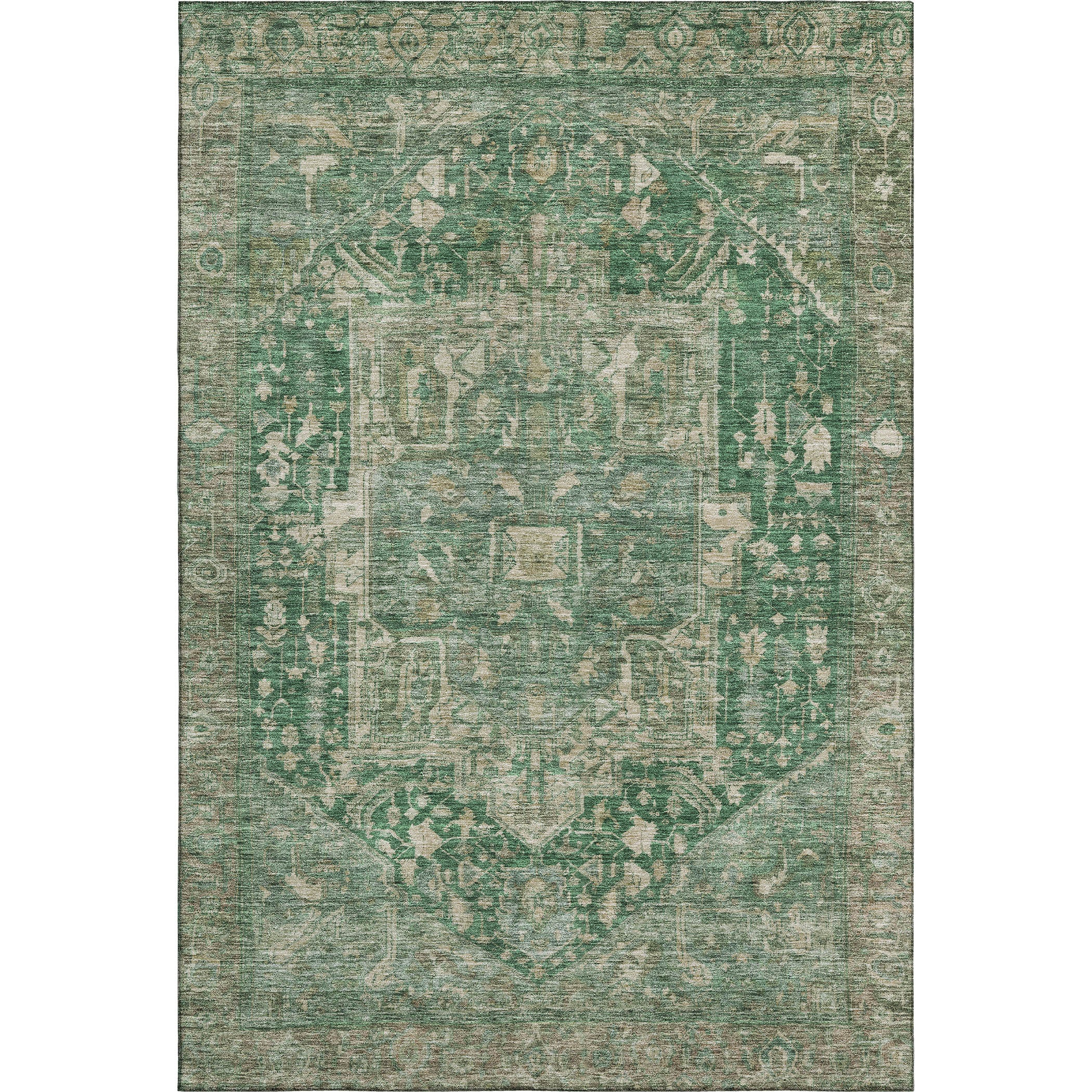 Reykjavik Machine Washable Traditional Emerald Green Rug 2'6" x 3'10" #shape_Rectangle