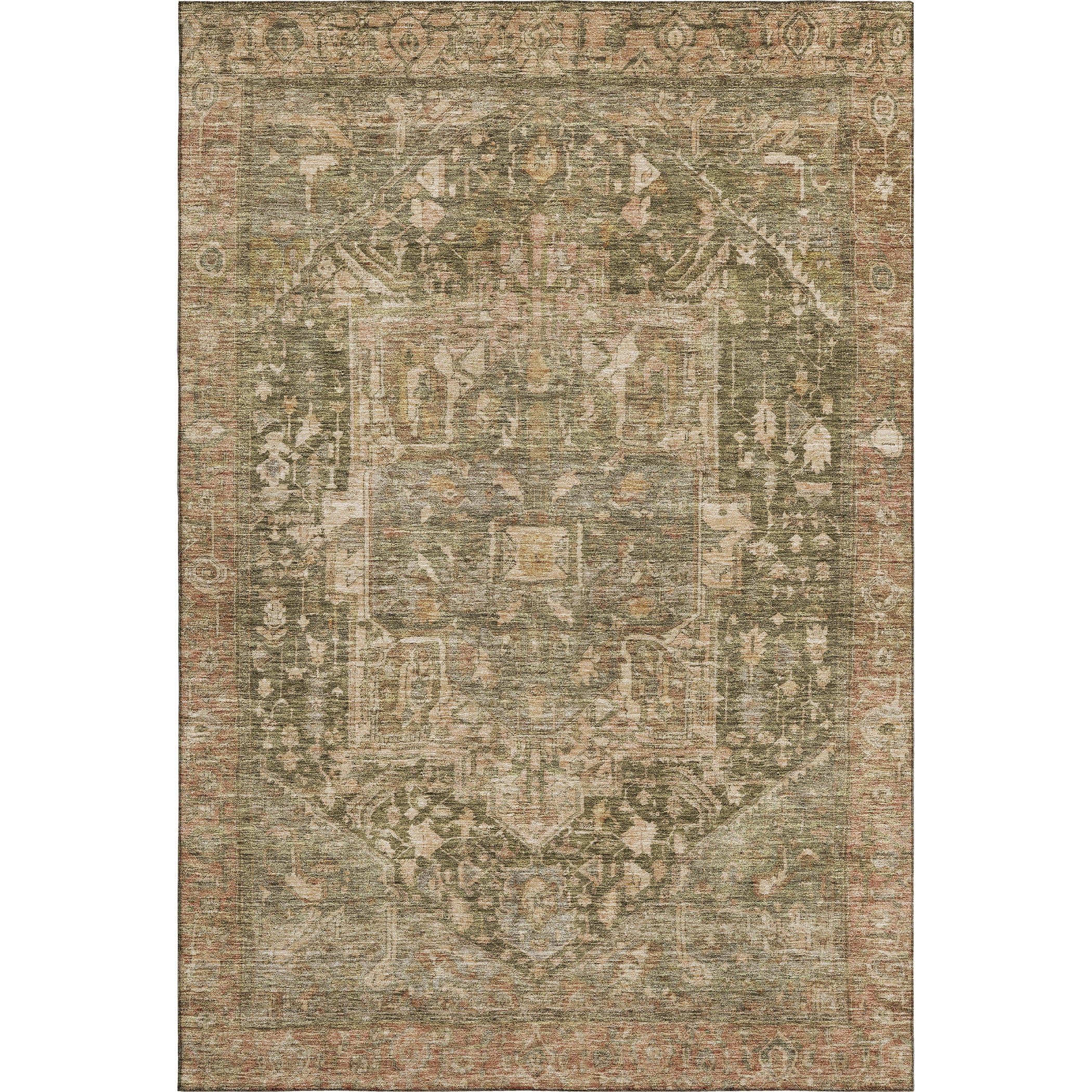 Reykjavik Machine Washable Traditional Fern Green Rug 2'6" x 3'10" #shape_Rectangle
