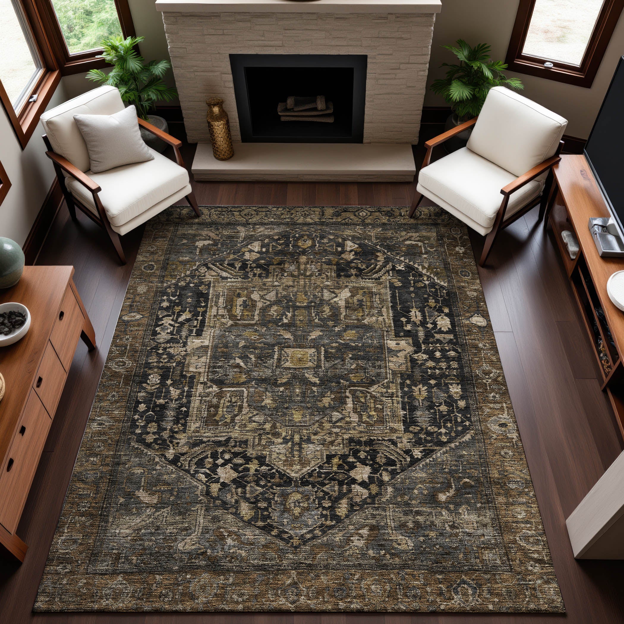 Reykjavik Machine Washable Traditional Fudge Brown Rug 2'6" x 3'10" #shape_Rectangle