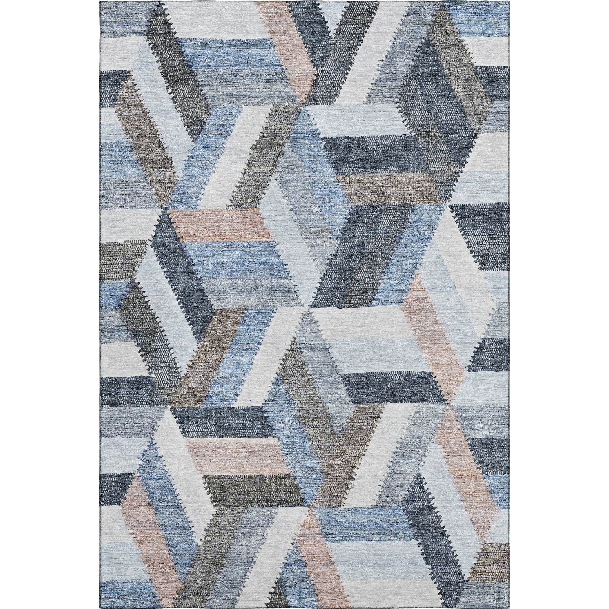 Seville Machine Washable Transitional Blue Rug 2'6" x 3'10" #shape_Rectangle