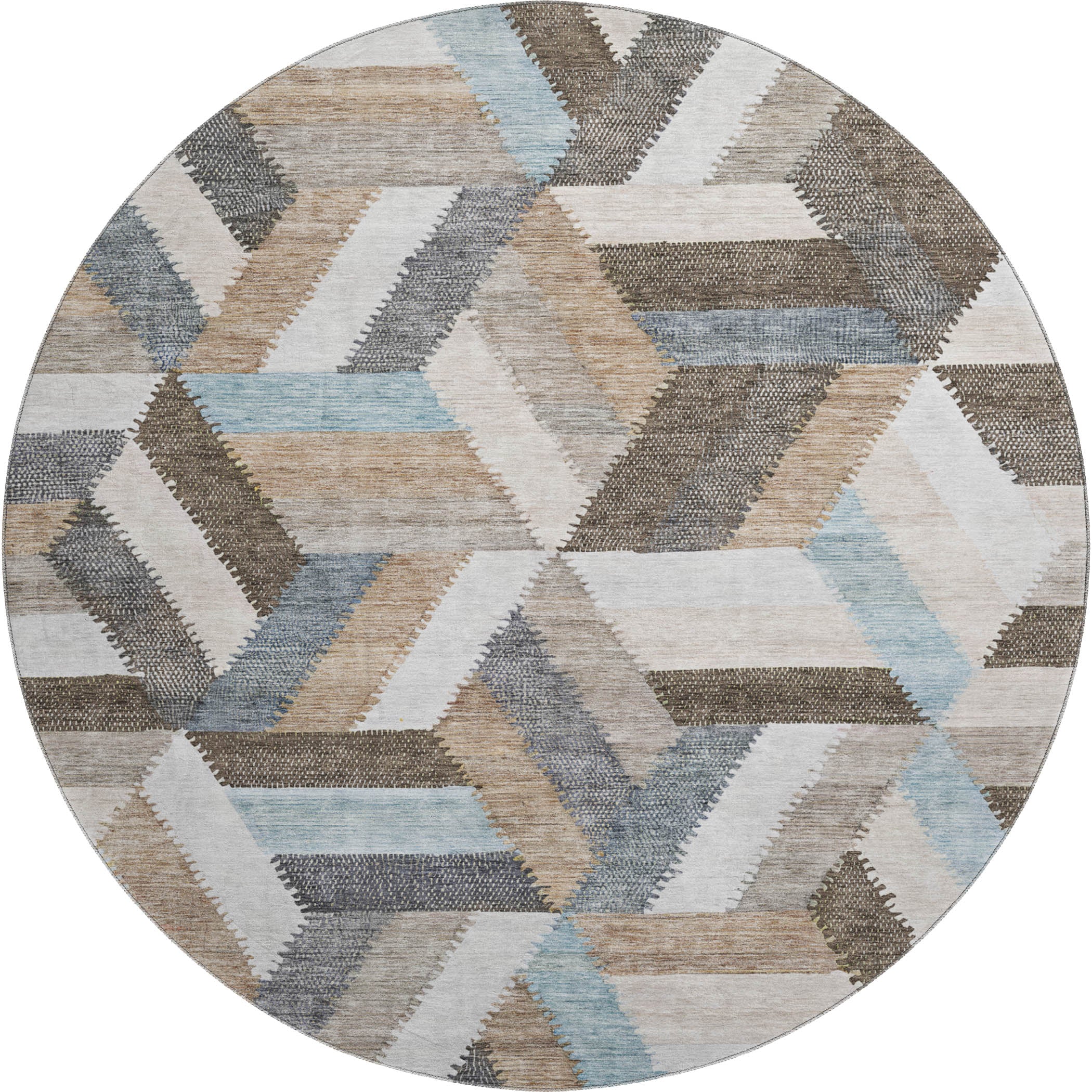 Seville Machine Washable Transitional Brown Rug 8' x 8' #shape_Round