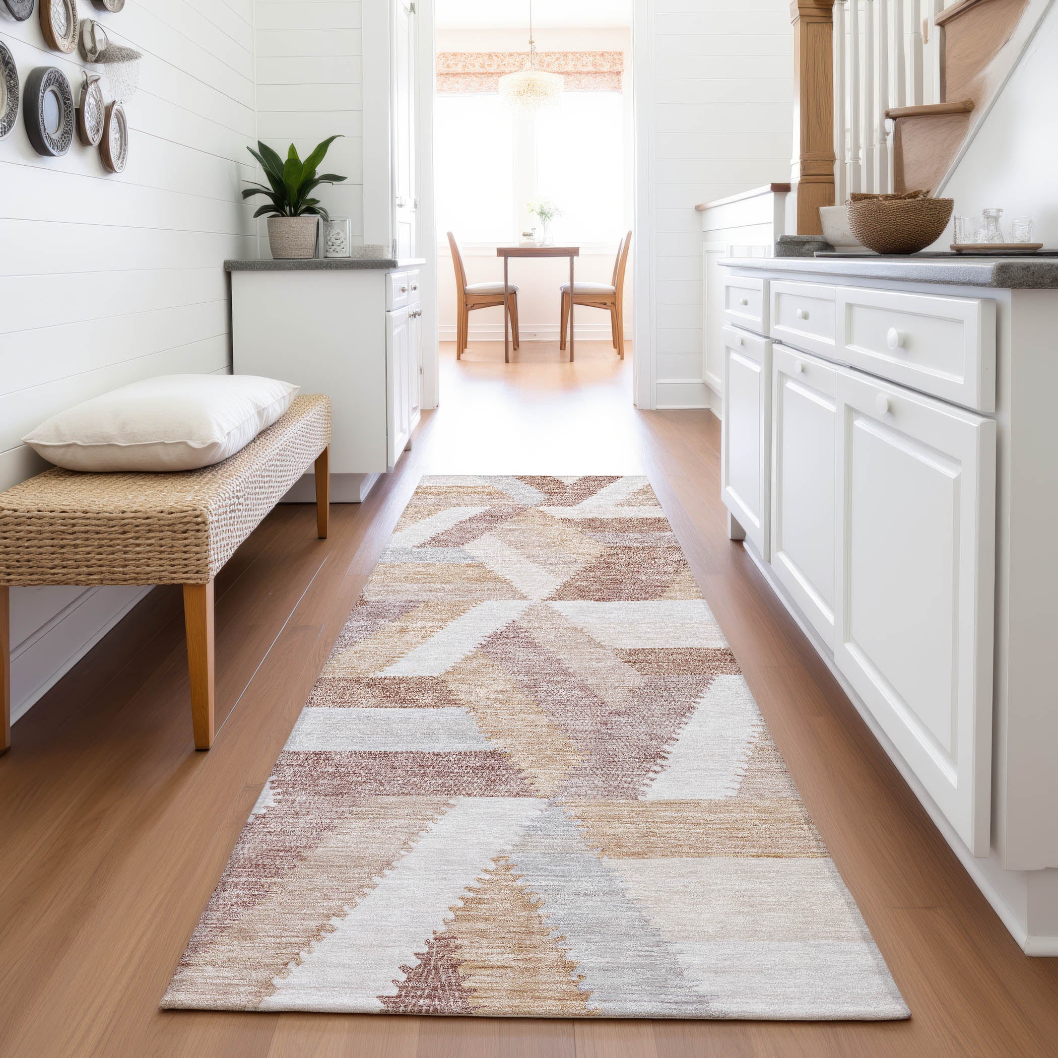 Seville Machine Washable Transitional Copper Orange Rug 2'3" x 7'6" #shape_Runner