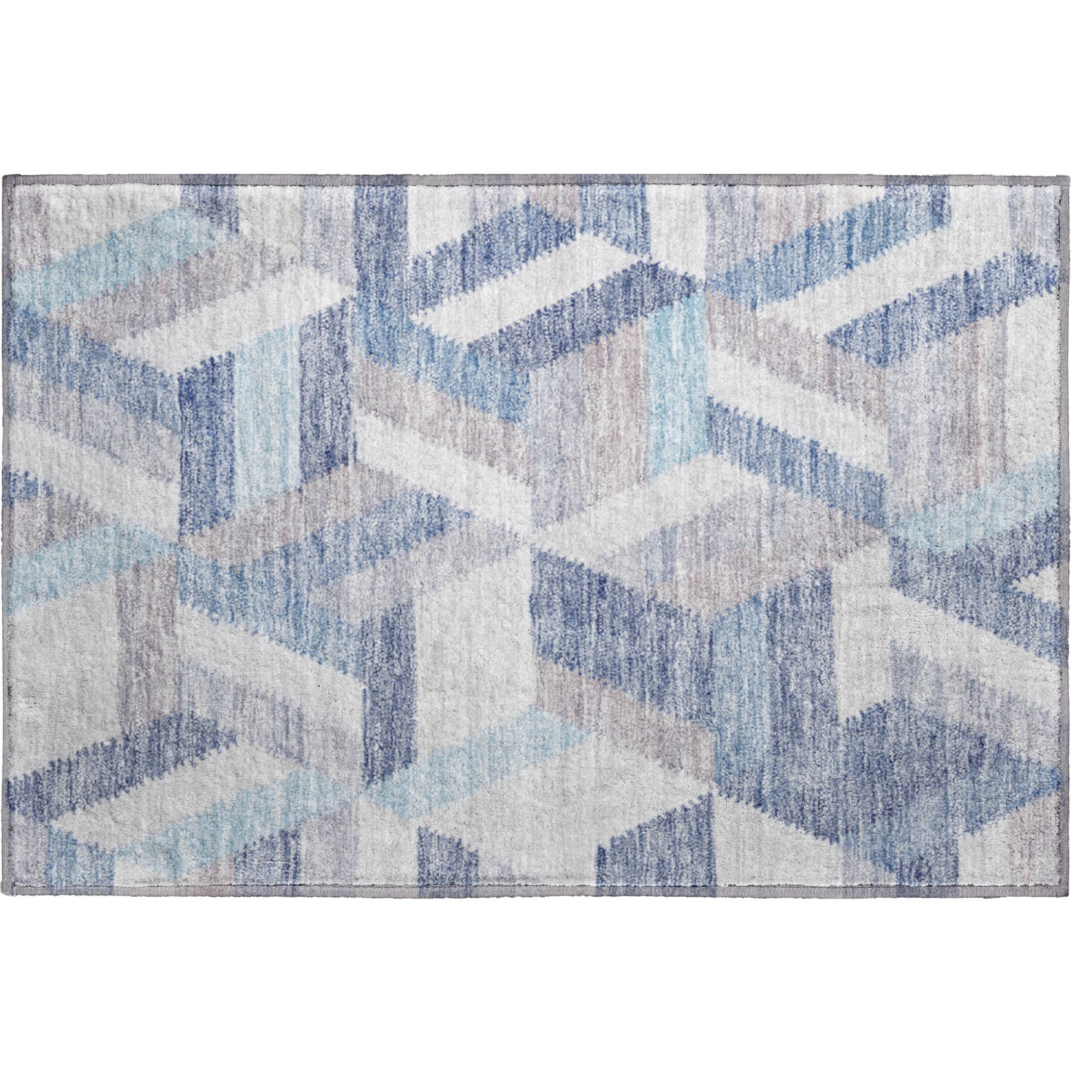 Seville Machine Washable Transitional Denim Blue Rug 1'8" x 2'6" #shape_Rectangle