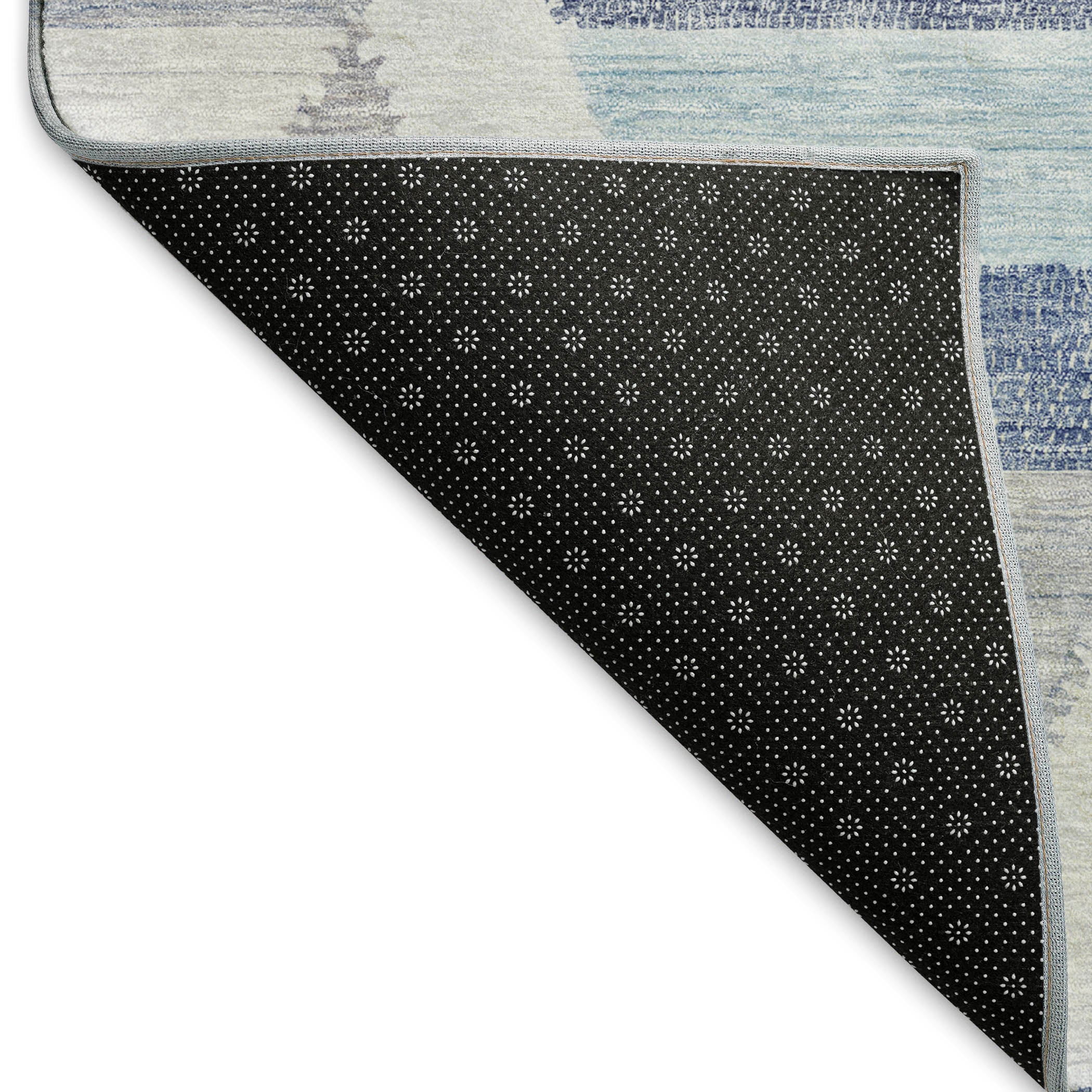 Seville Machine Washable Transitional Denim Blue Rug 1'8" x 2'6" #shape_Rectangle