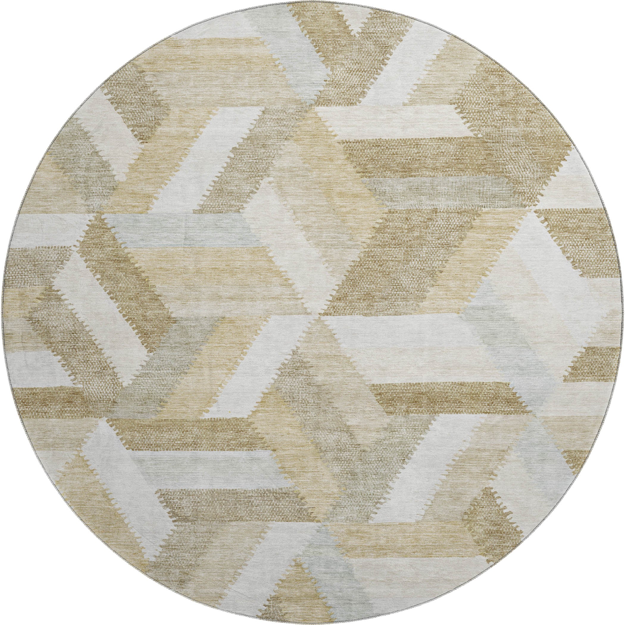 Seville Machine Washable Transitional Tan Brown Rug 8' x 8' #shape_Round