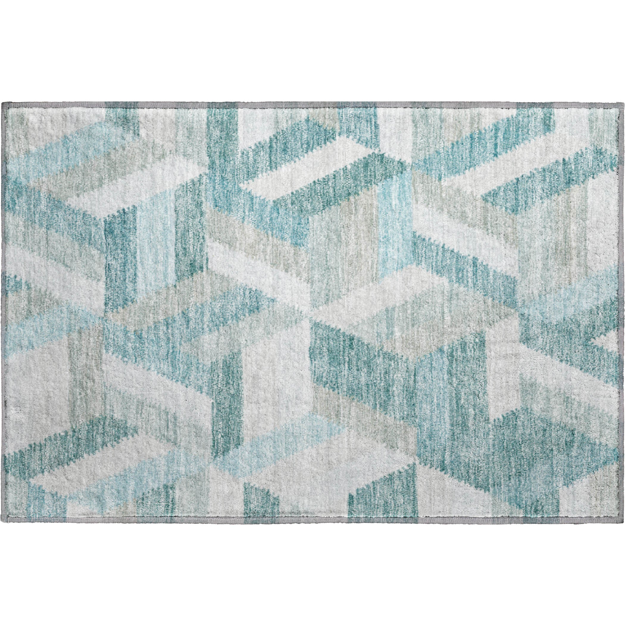 Seville Machine Washable Transitional Teal Rug 1'8" x 2'6" #shape_Rectangle