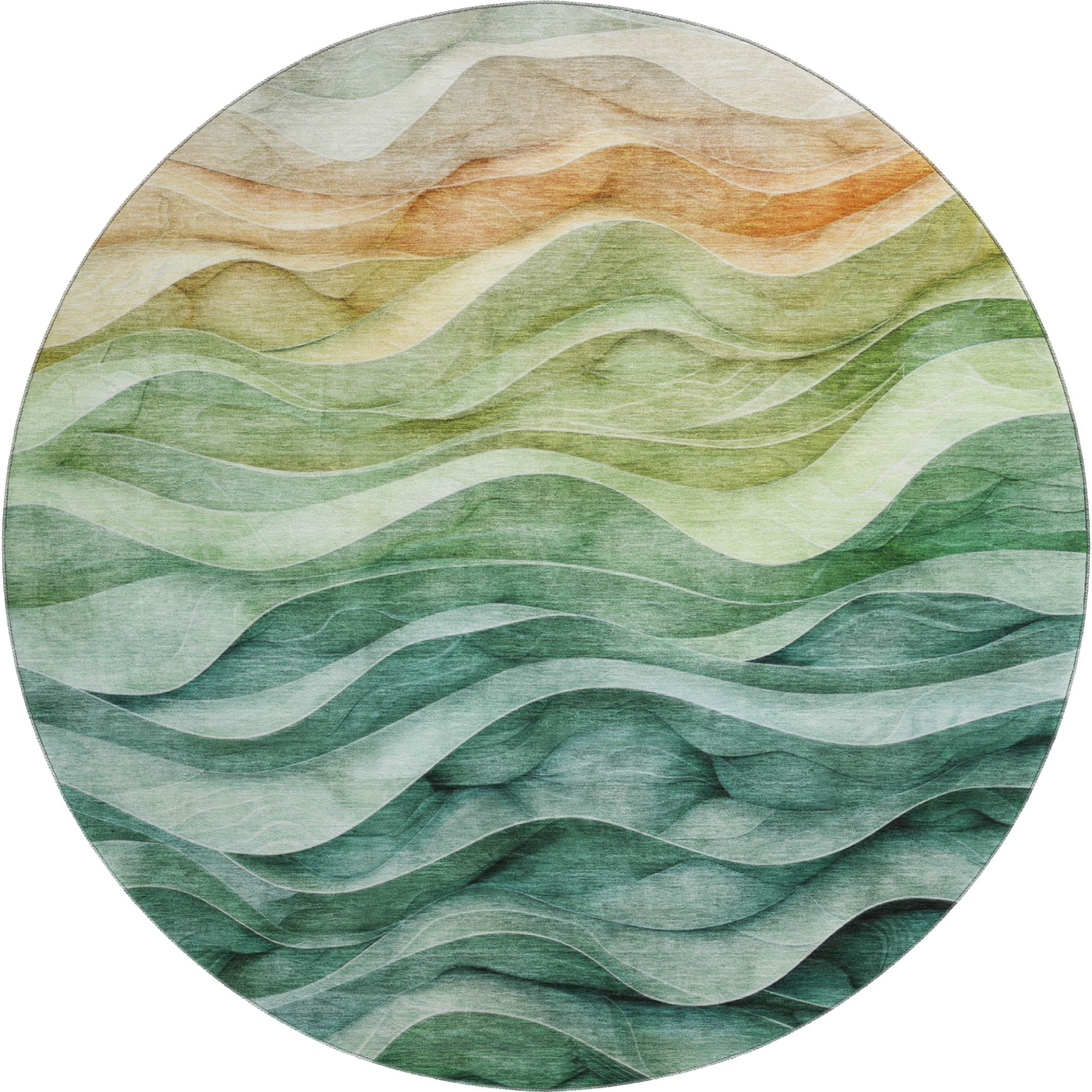 Ghent Machine Washable Transitional Teal Rug 8' x 8' #shape_Round