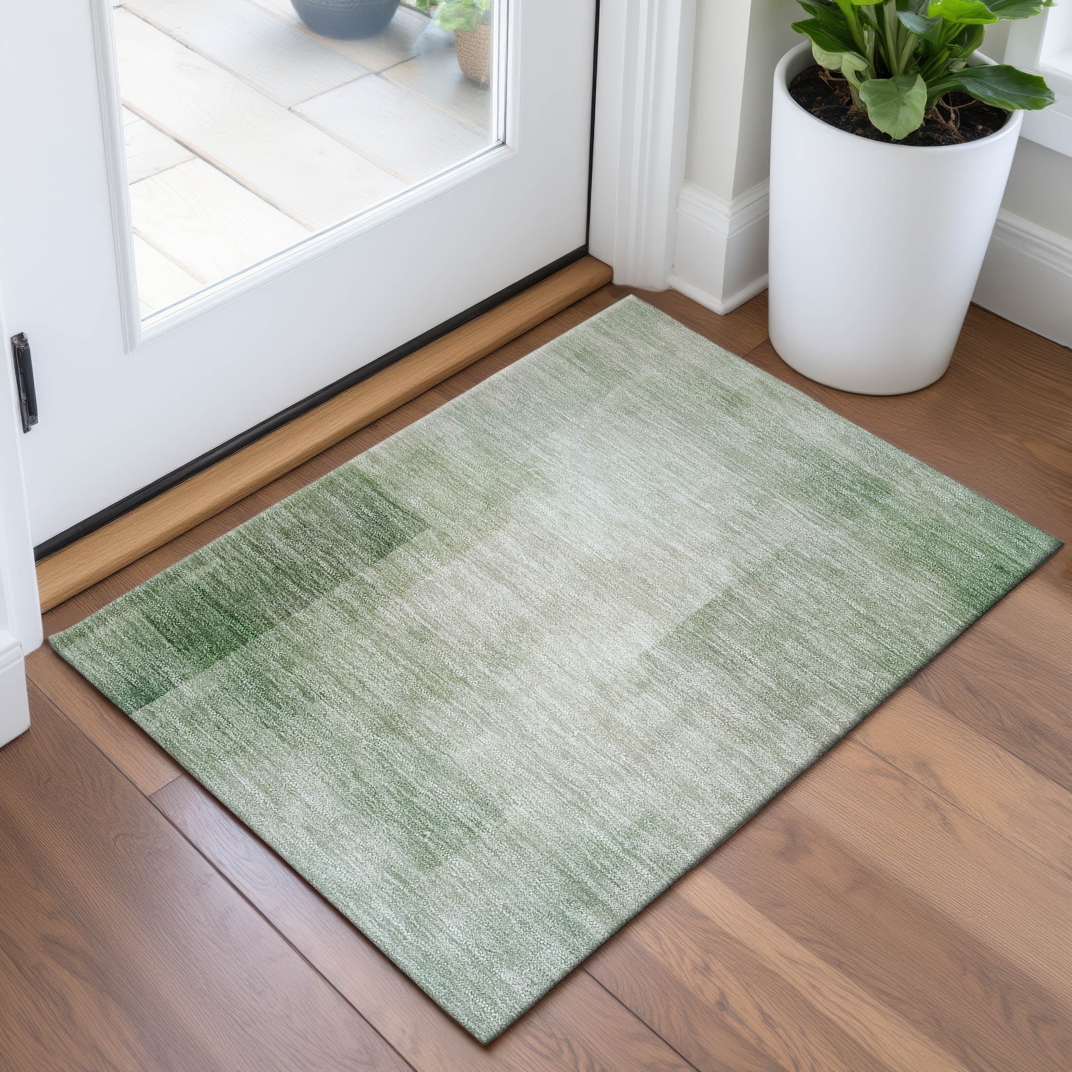Tbilisi Machine Washable Transitional Aloe Green Rug 1'8" x 2'6" #shape_Rectangle