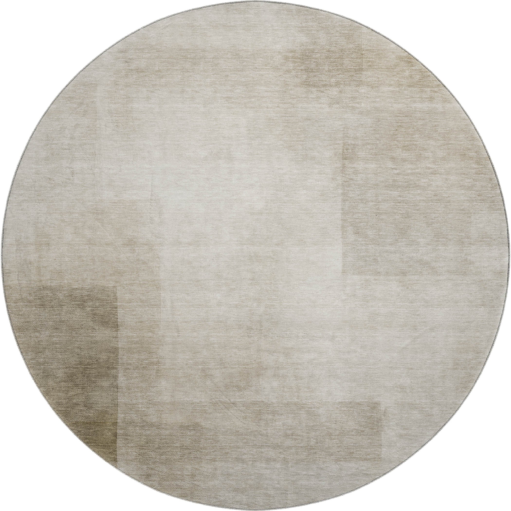 Tbilisi Machine Washable Transitional Khaki Brown Rug 8' x 8' #shape_Round