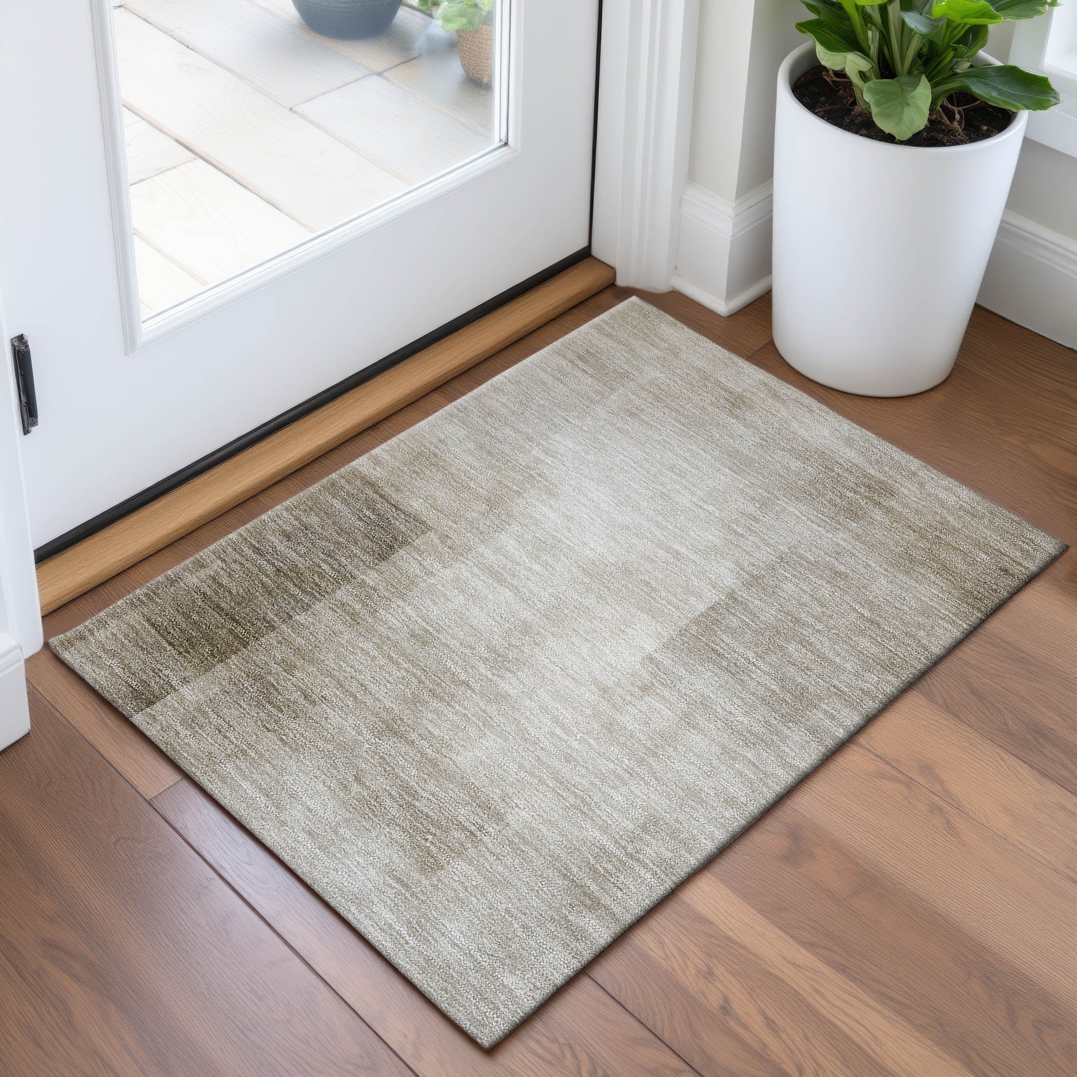 Tbilisi Machine Washable Transitional Khaki Brown Rug 1'8" x 2'6" #shape_Rectangle