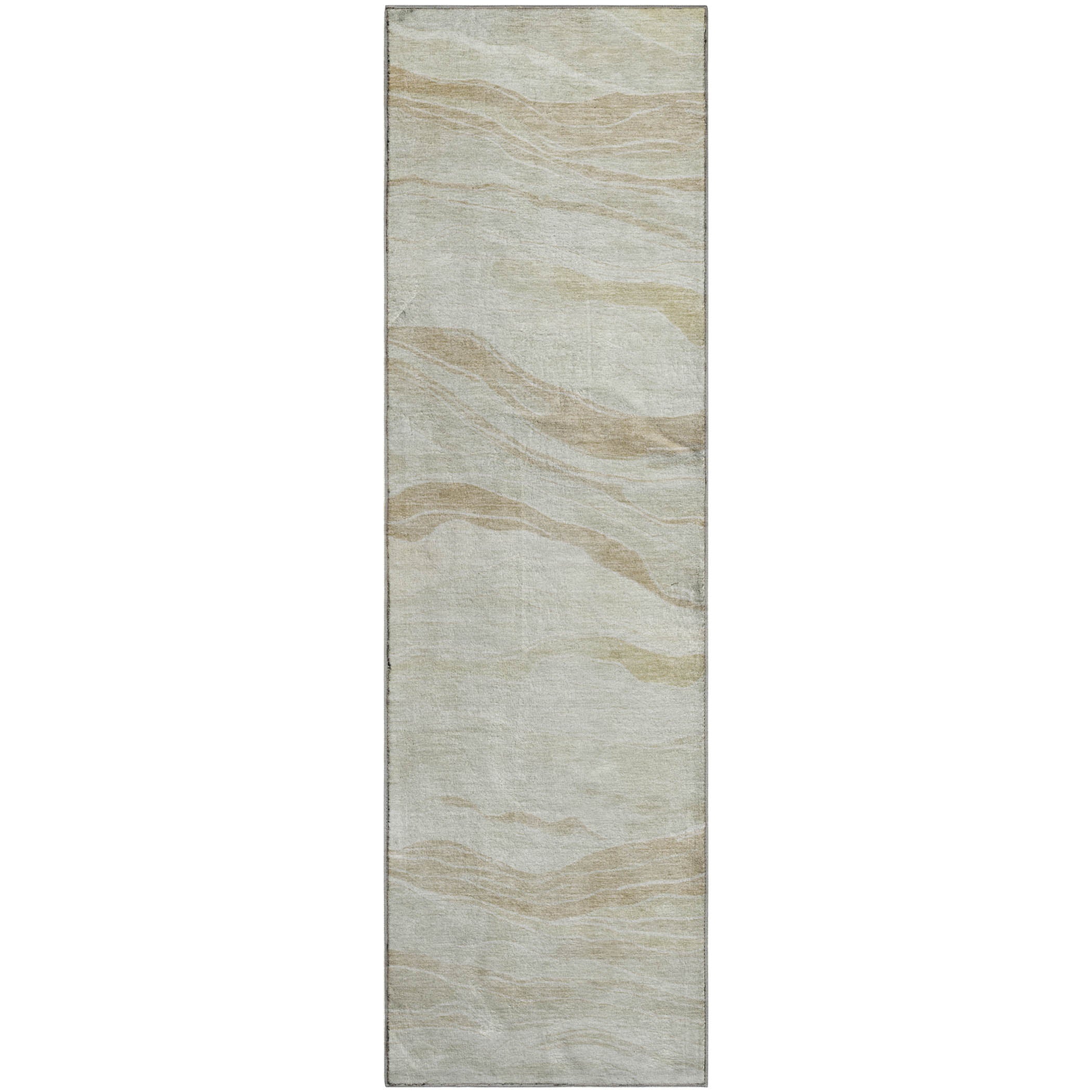 Antigua Machine Washable Transitional Beige Brown Rug 2'3" x 7'6" #shape_Runner
