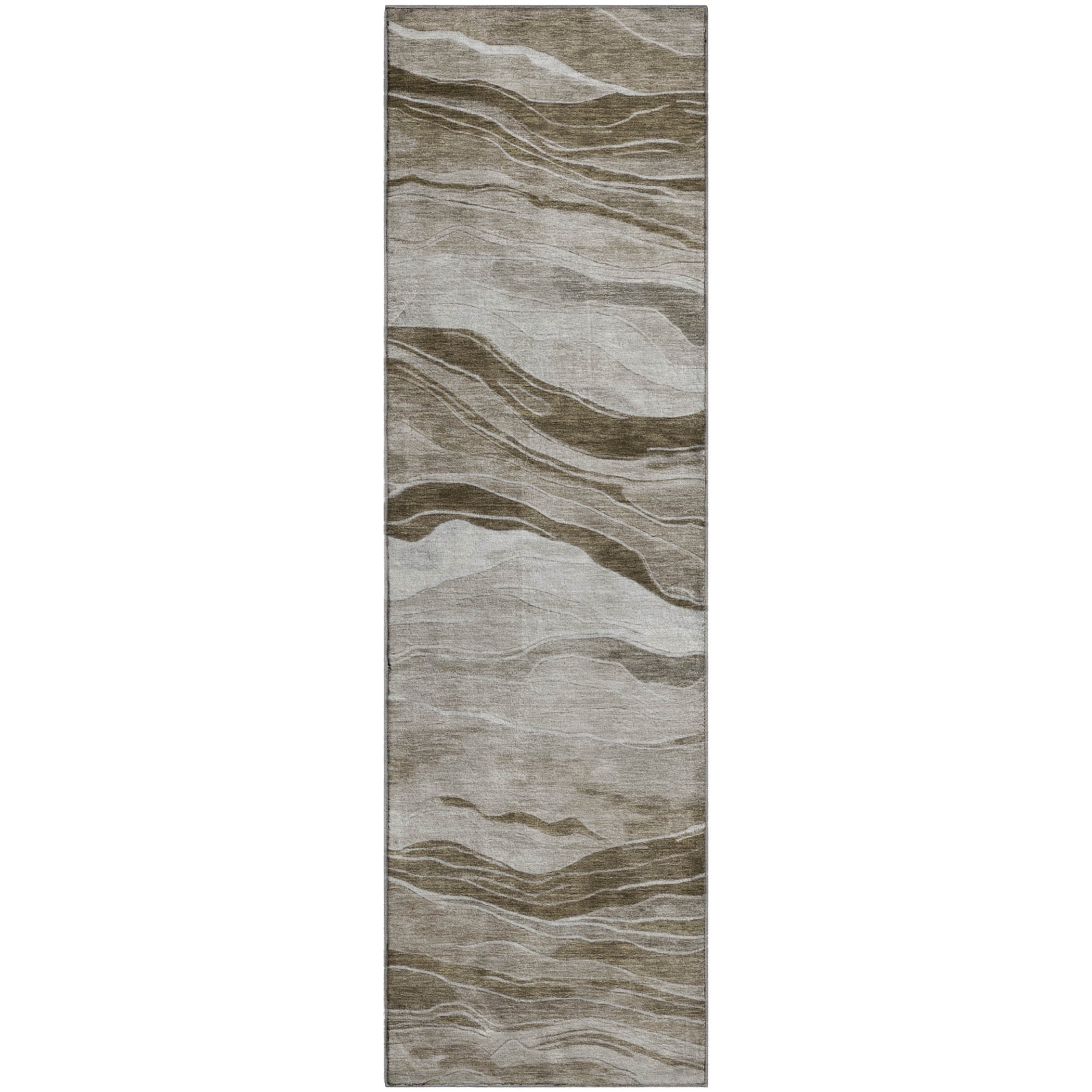 Antigua Machine Washable Transitional Brown Rug 2'3" x 7'6" #shape_Runner