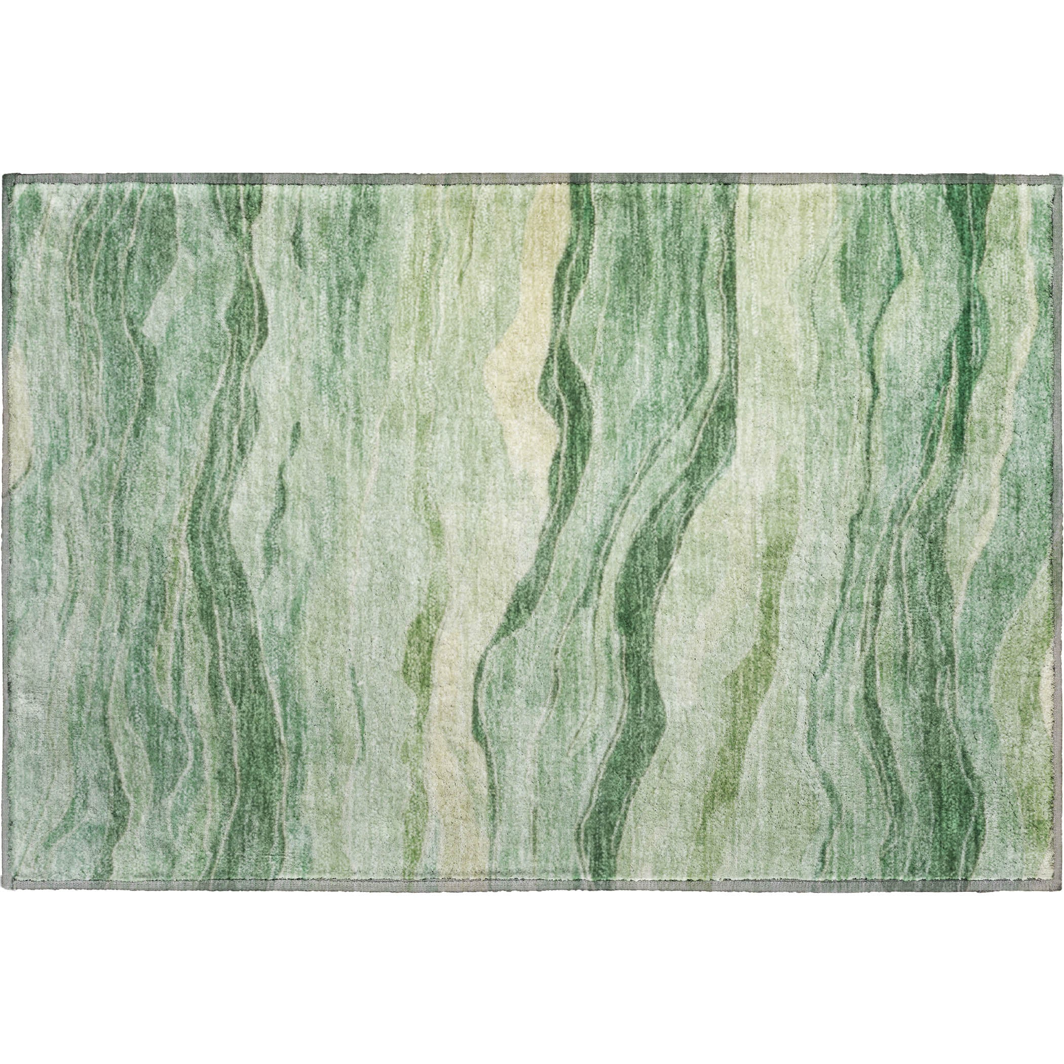 Antigua Machine Washable Transitional Green Rug 1'8" x 2'6" #shape_Rectangle