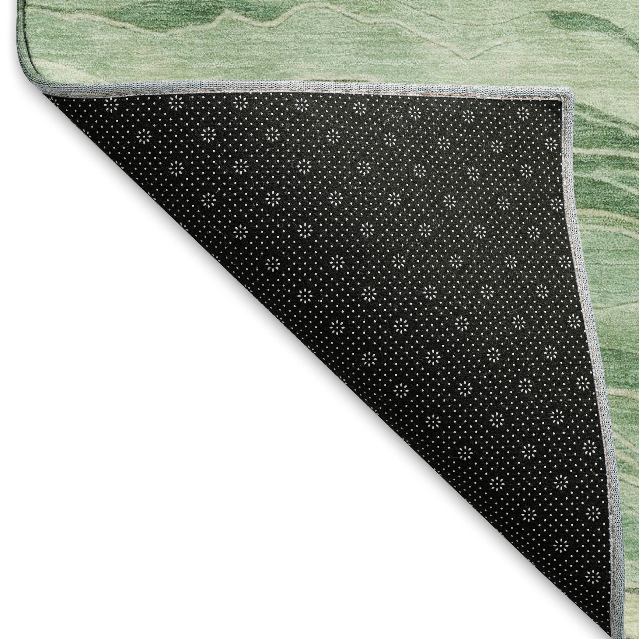 Antigua Machine Washable Transitional Green Rug 1'8" x 2'6" #shape_Rectangle