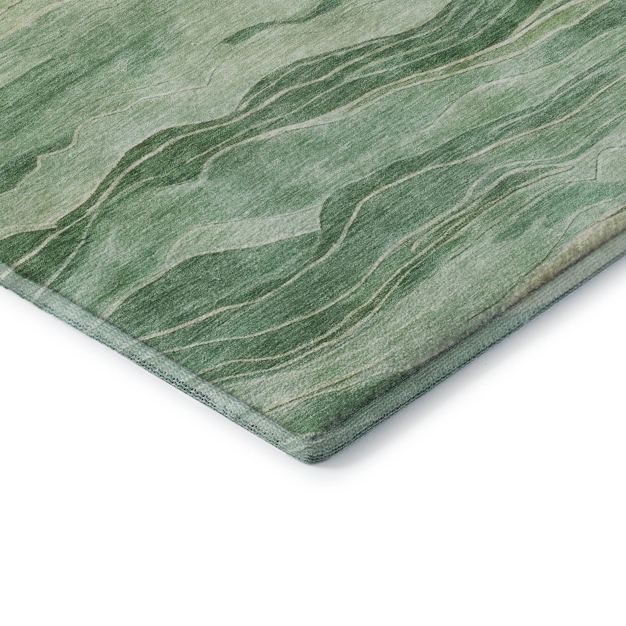 Antigua Machine Washable Transitional Green Rug 1'8" x 2'6" #shape_Rectangle