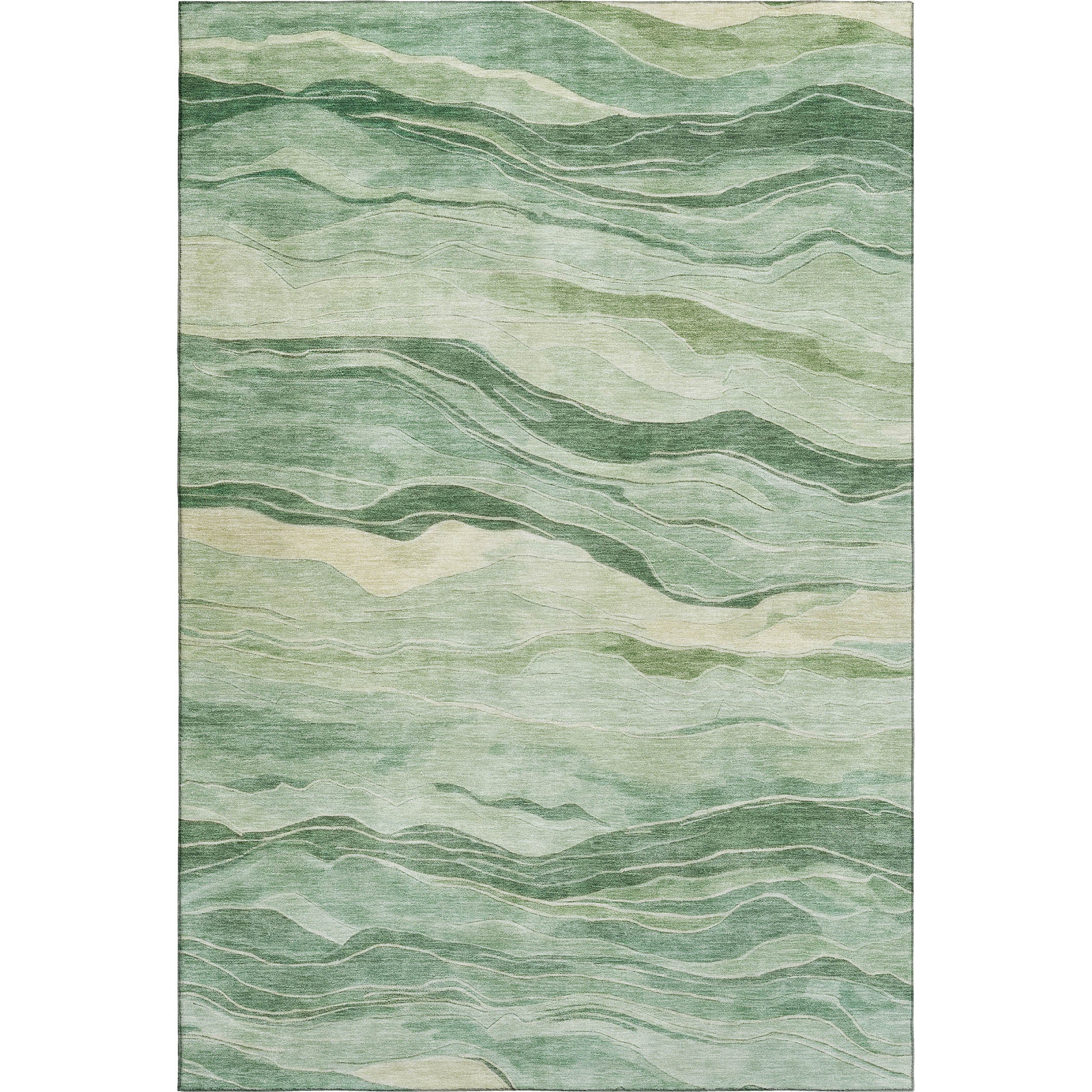 Antigua Machine Washable Transitional Green Rug 2'6" x 3'10" #shape_Rectangle