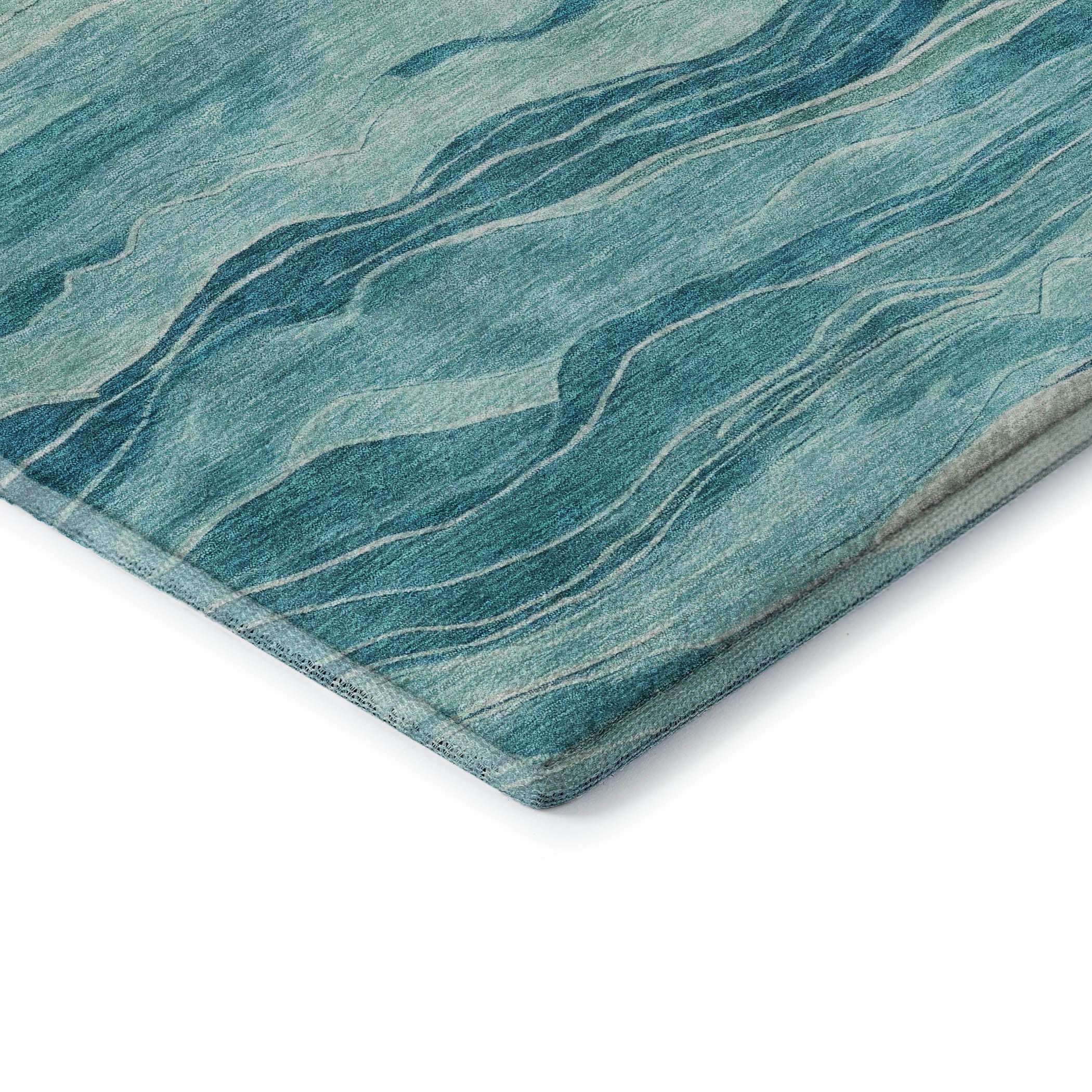 Antigua Machine Washable Transitional Turquoise Teal Rug 1'8" x 2'6" #shape_Rectangle