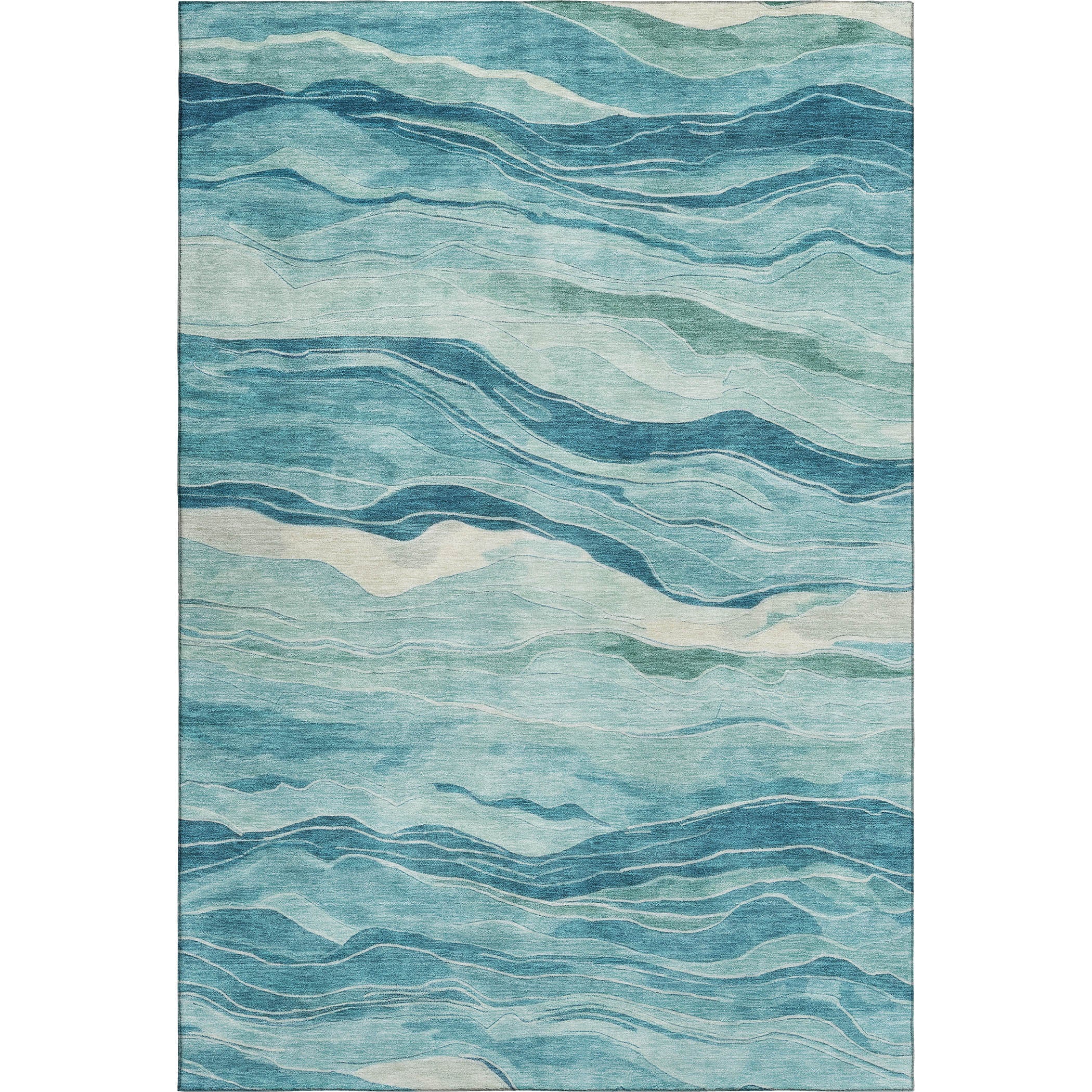 Antigua Machine Washable Transitional Turquoise Teal Rug 2'6" x 3'10" #shape_Rectangle
