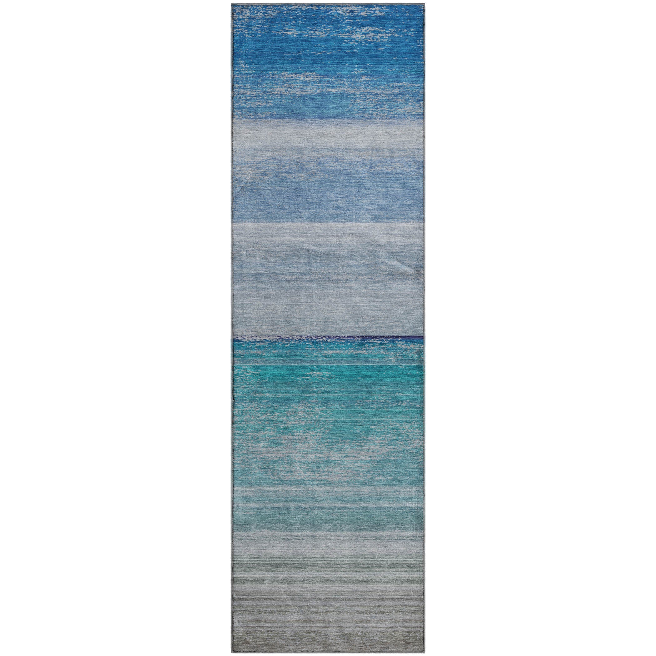 Istanbul Machine Washable Transitional Sky Blue Rug 2'3" x 7'6" #shape_Runner