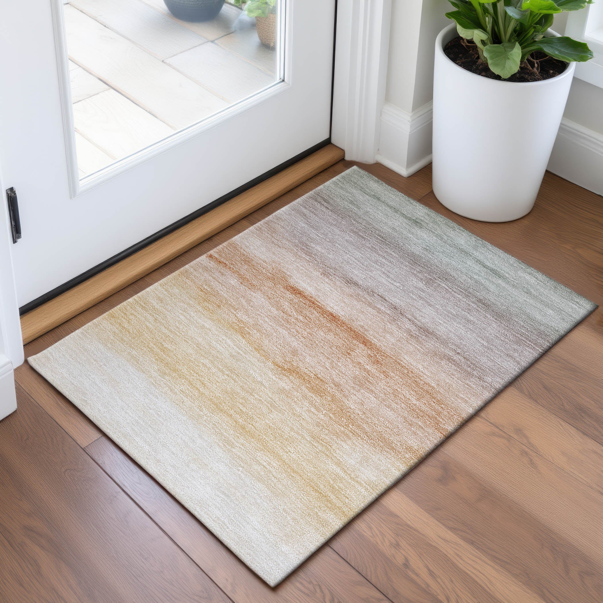 Hoi An Machine Washable Transitional Coral Orange Rug 1'8" x 2'6" #shape_Rectangle